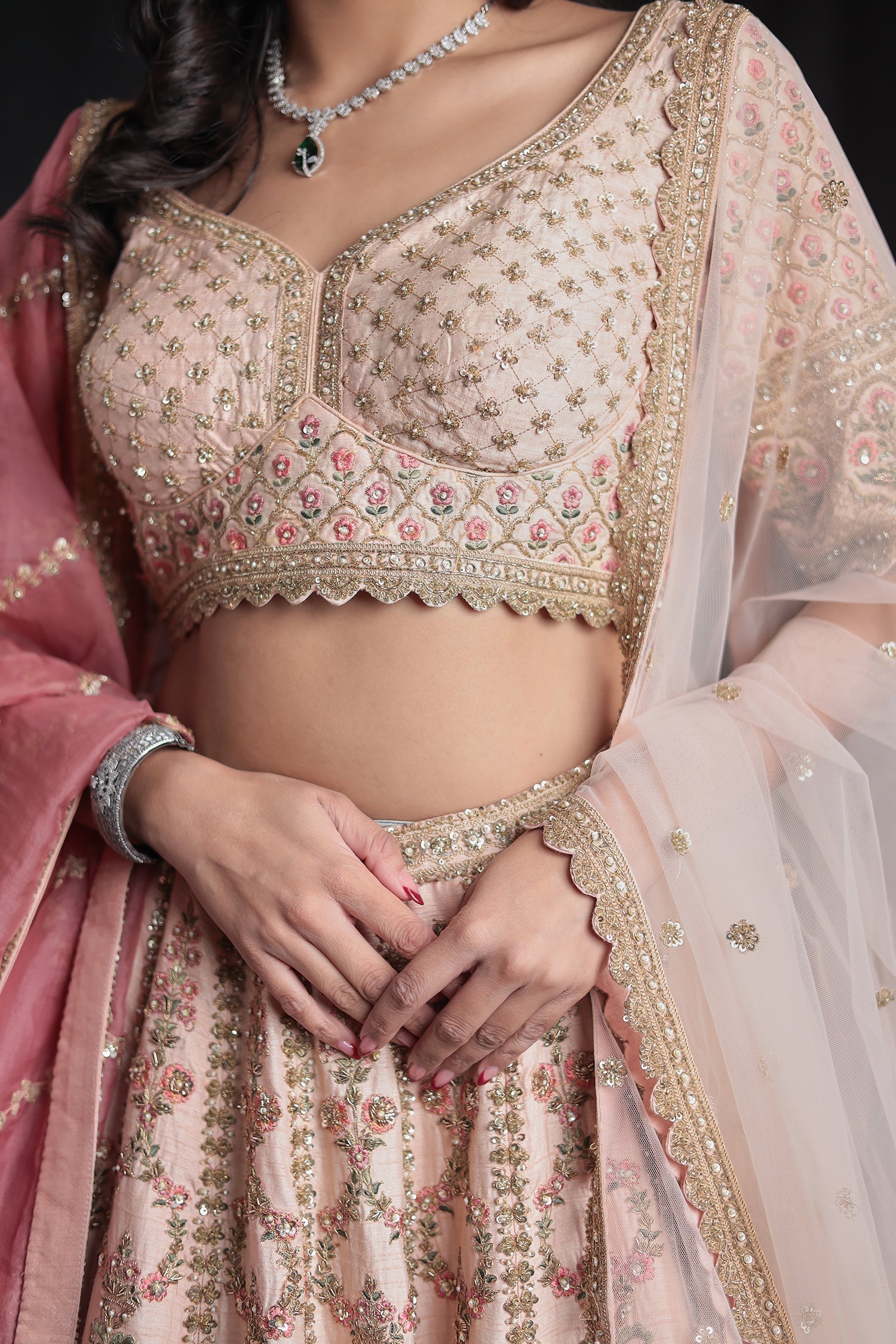 Silk Lehenga Adorned with Zardozi and Embroidered work
