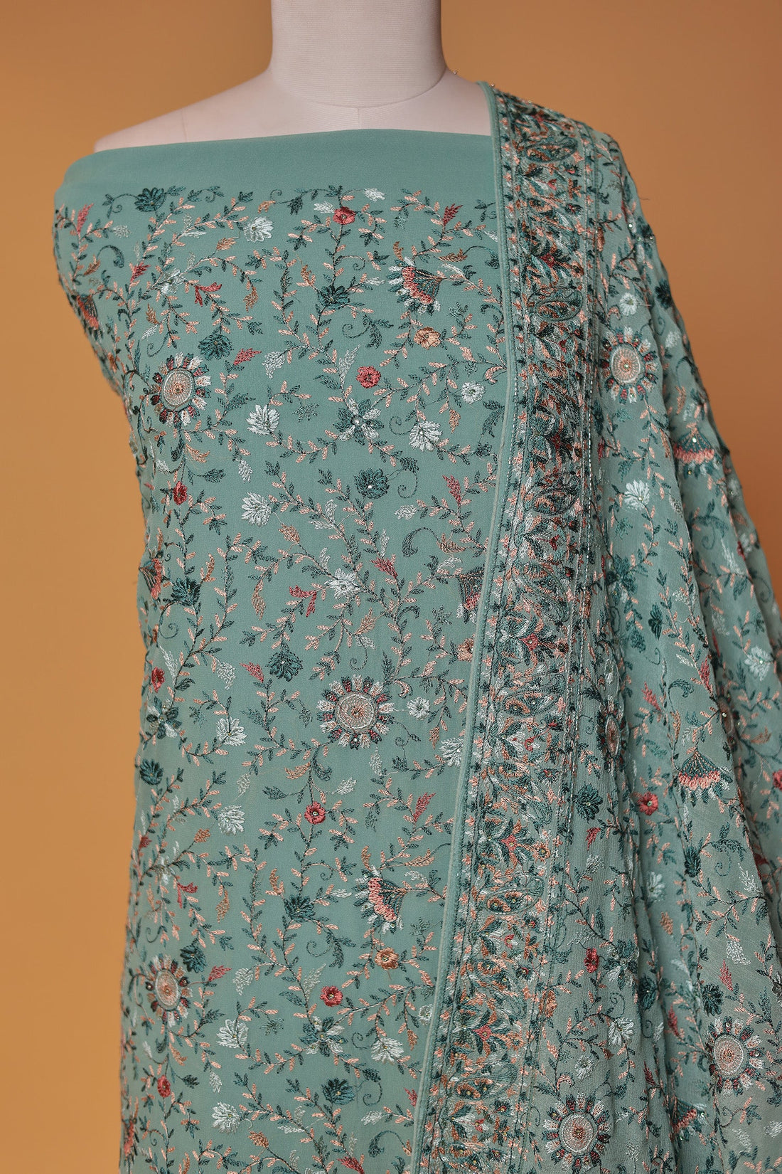 Georgette Unstitched Suit with Thread work