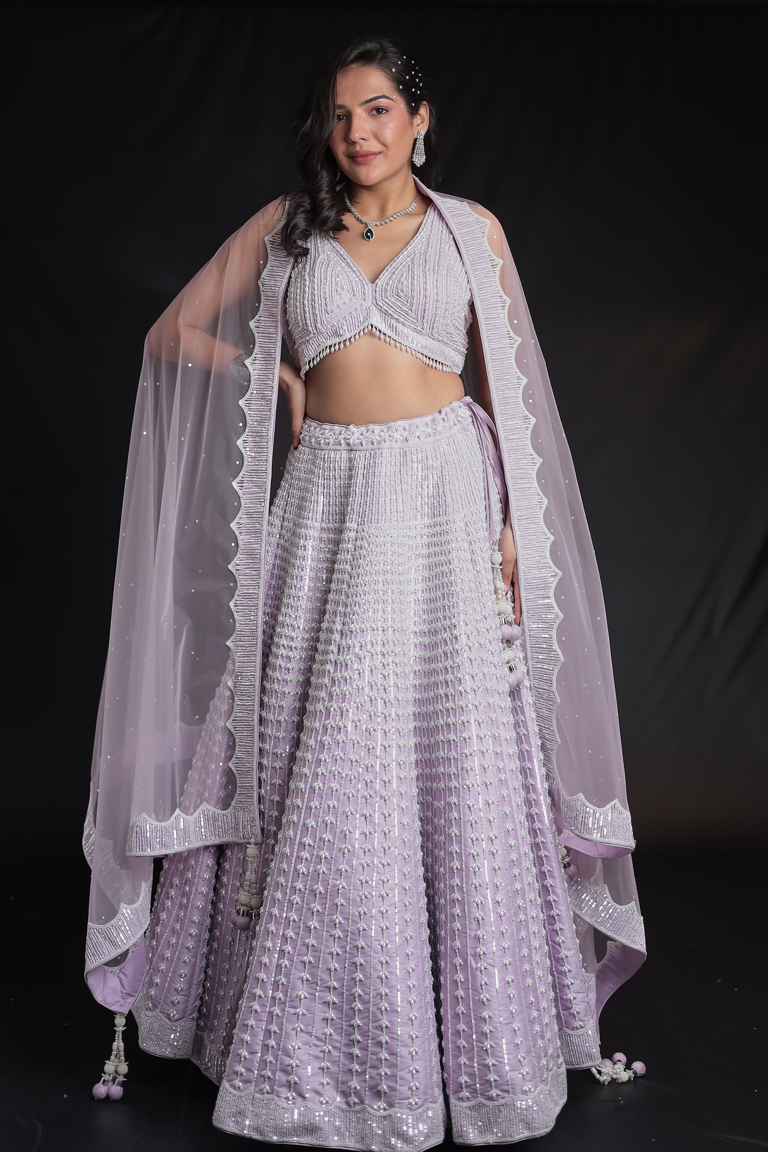 Embellished Silk Lehenga with Intricate Detailing