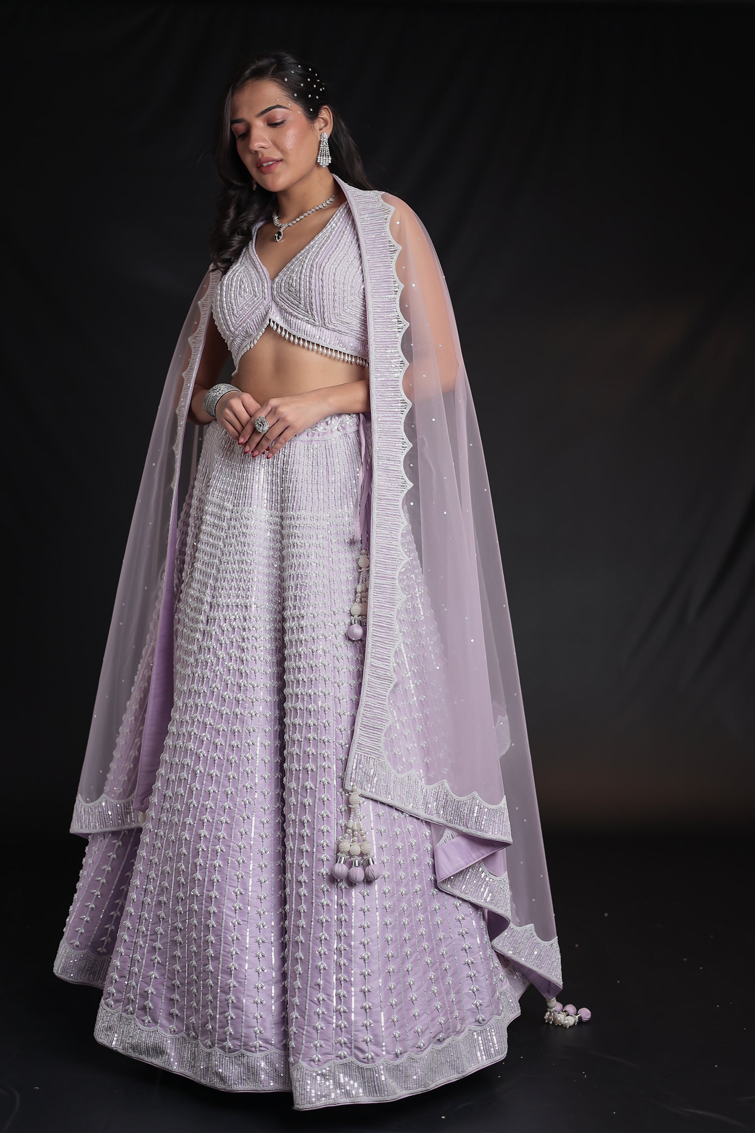 Embellished Silk Lehenga with Intricate Detailing