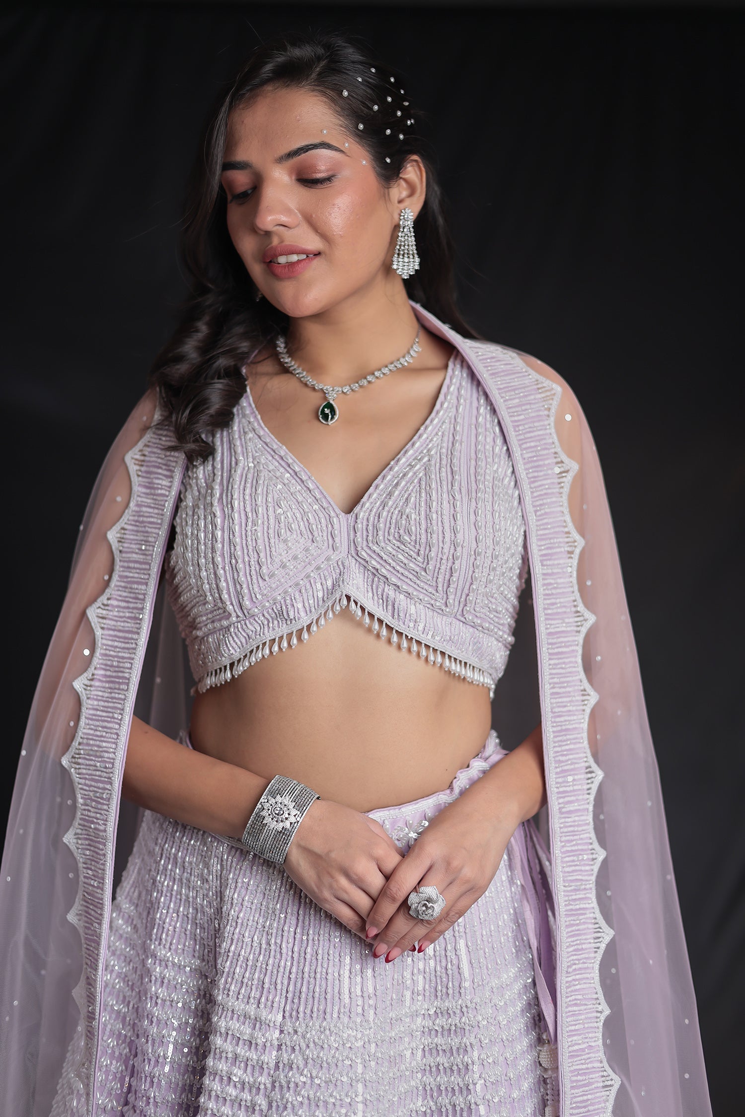 Embellished Silk Lehenga with Intricate Detailing