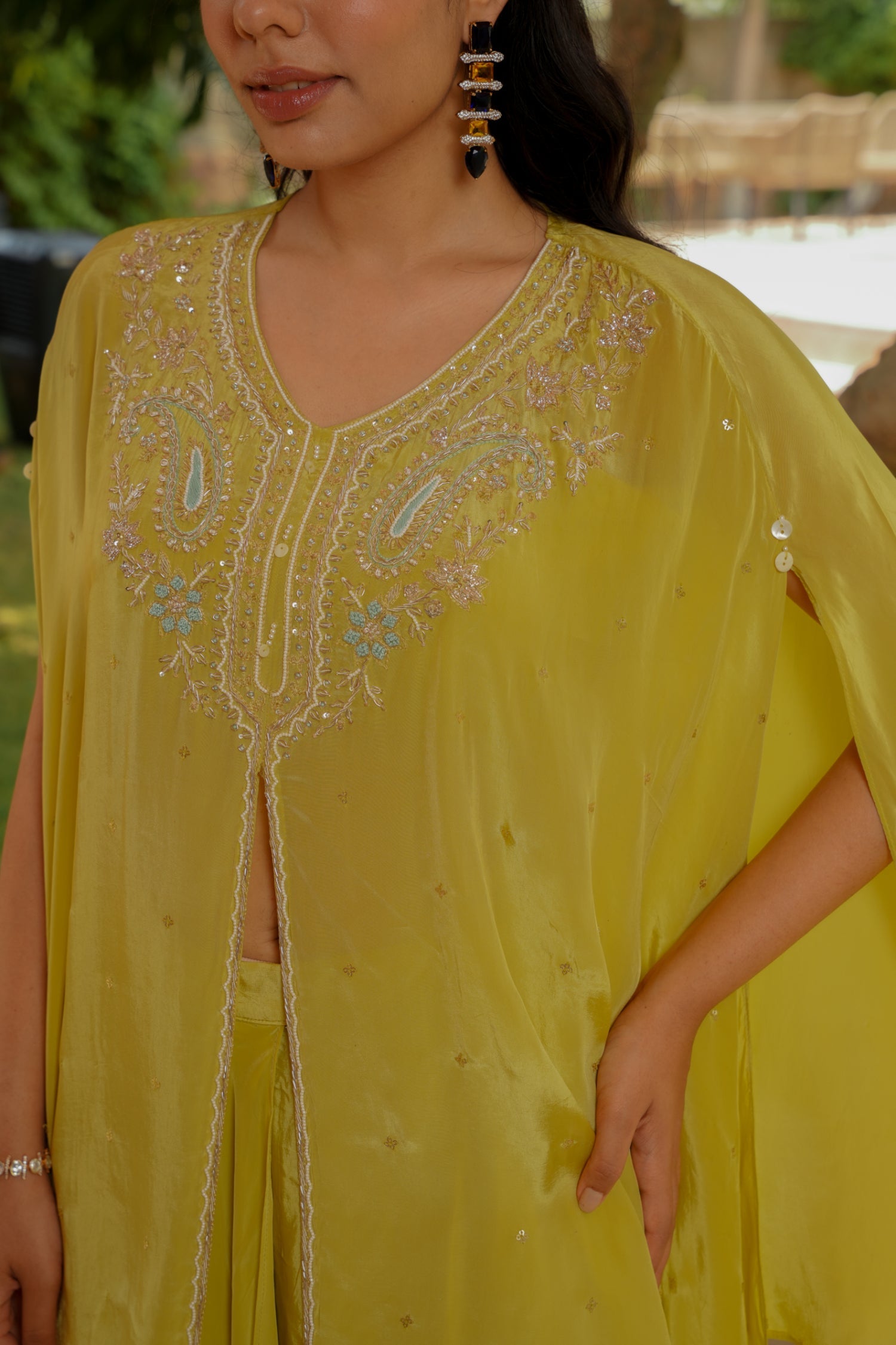 Silk Indowestern Embellished with Pearl, Thread and Zardozi work
