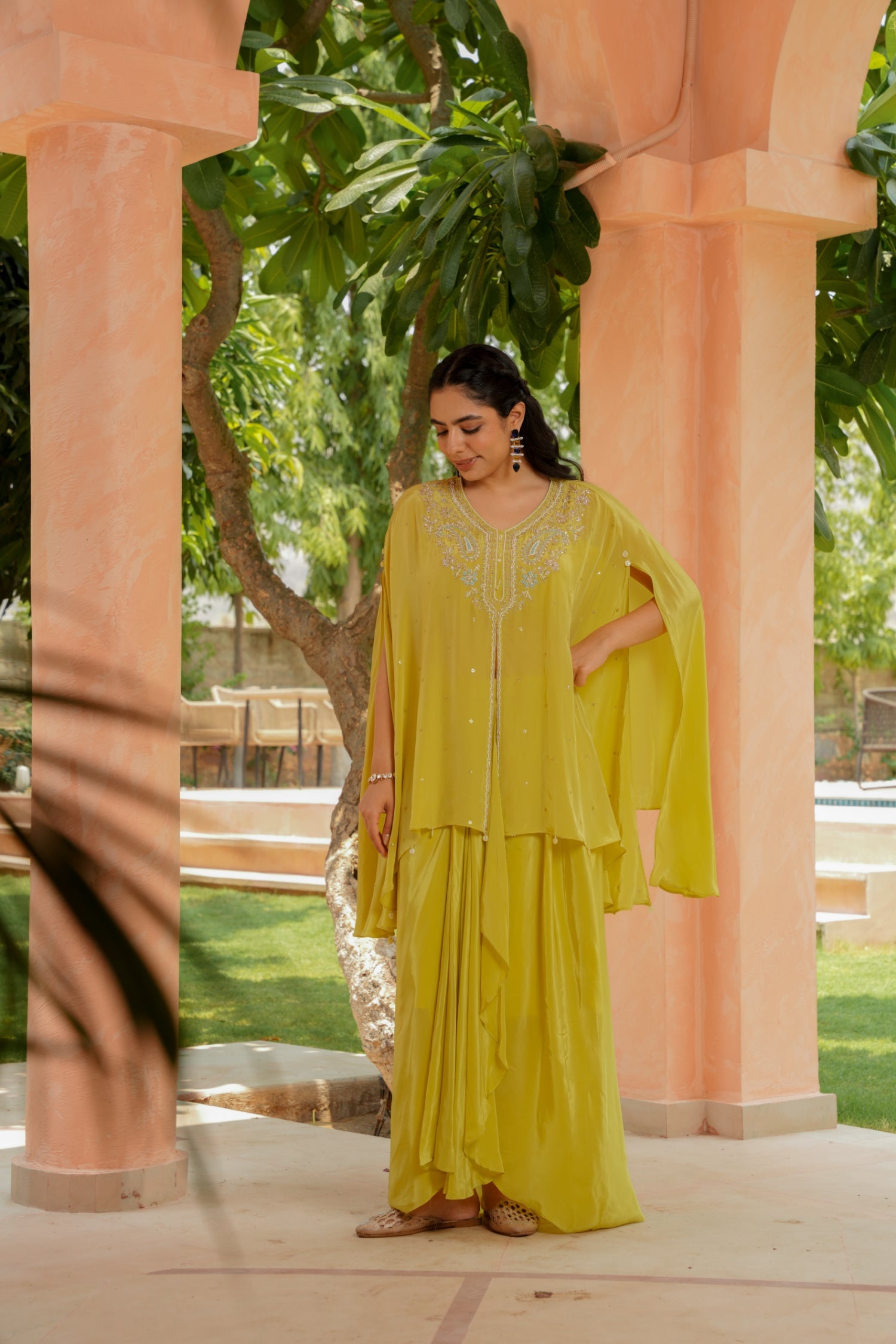 Silk Indowestern Embellished with Pearl, Thread and Zardozi work