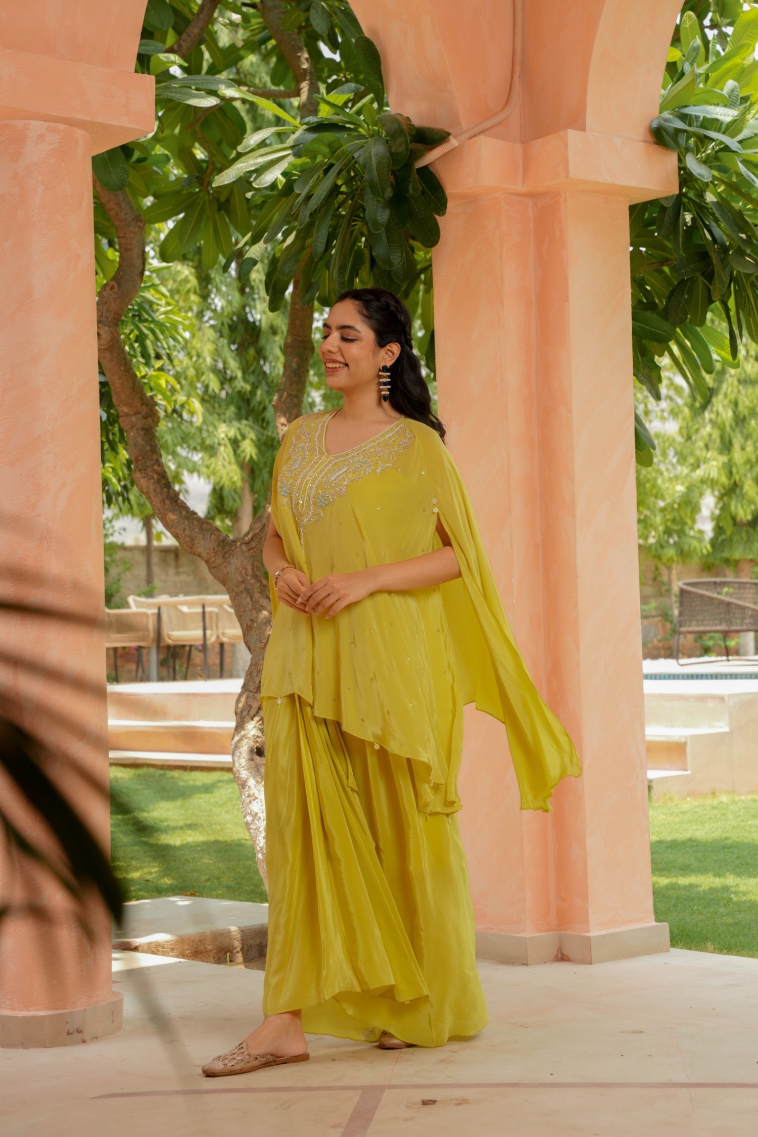 Silk Indowestern Embellished with Pearl, Thread and Zardozi work