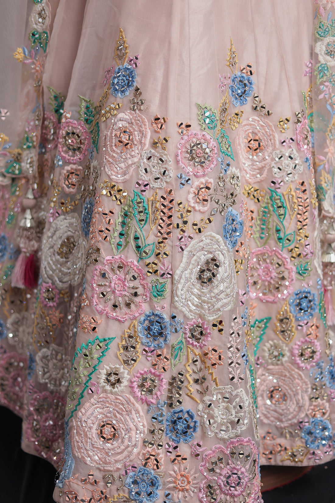 Organza Lehenga intricate with Thread work and Embellishment