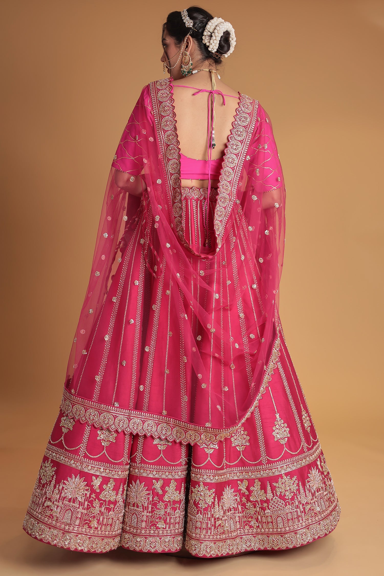 Embellished Silk Lehenga with Intricate Detailing
