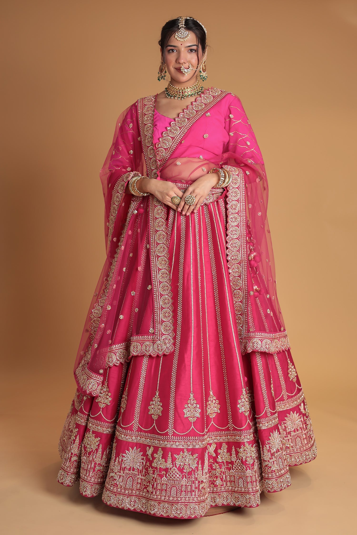 Embellished Silk Lehenga with Intricate Detailing