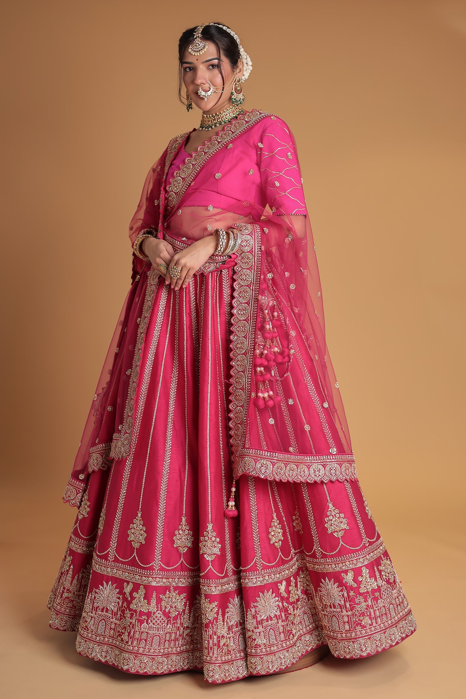 Embellished Silk Lehenga with Intricate Detailing