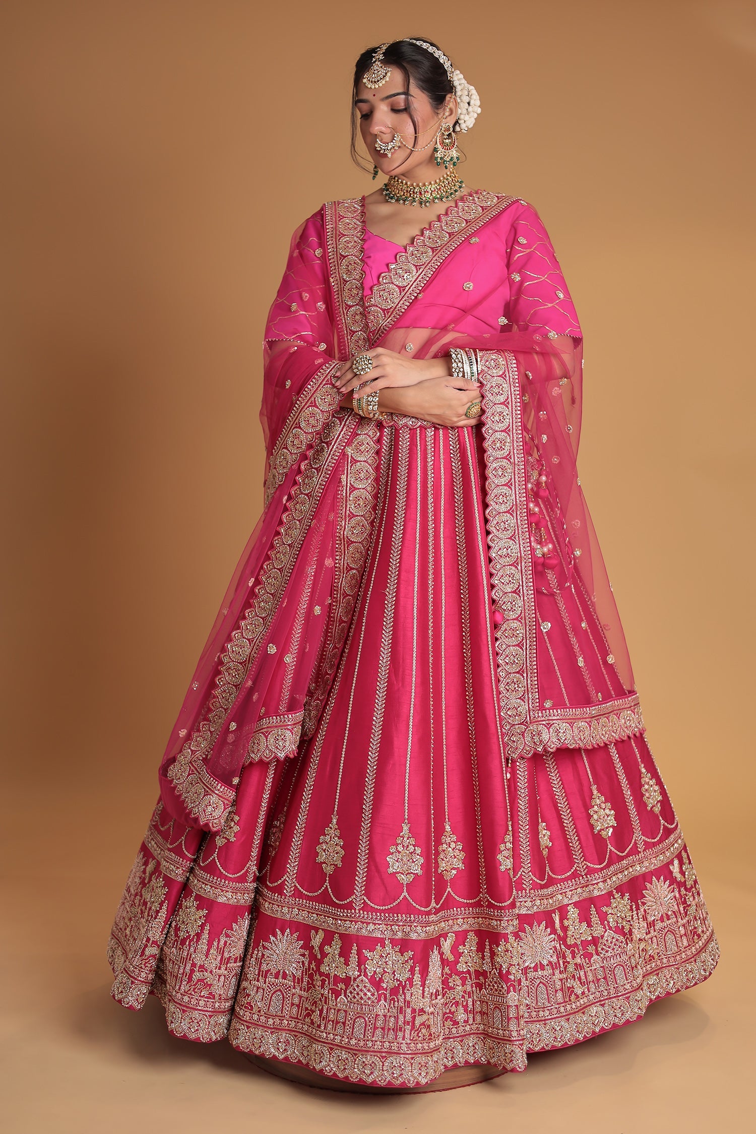 Embellished Silk Lehenga with Intricate Detailing