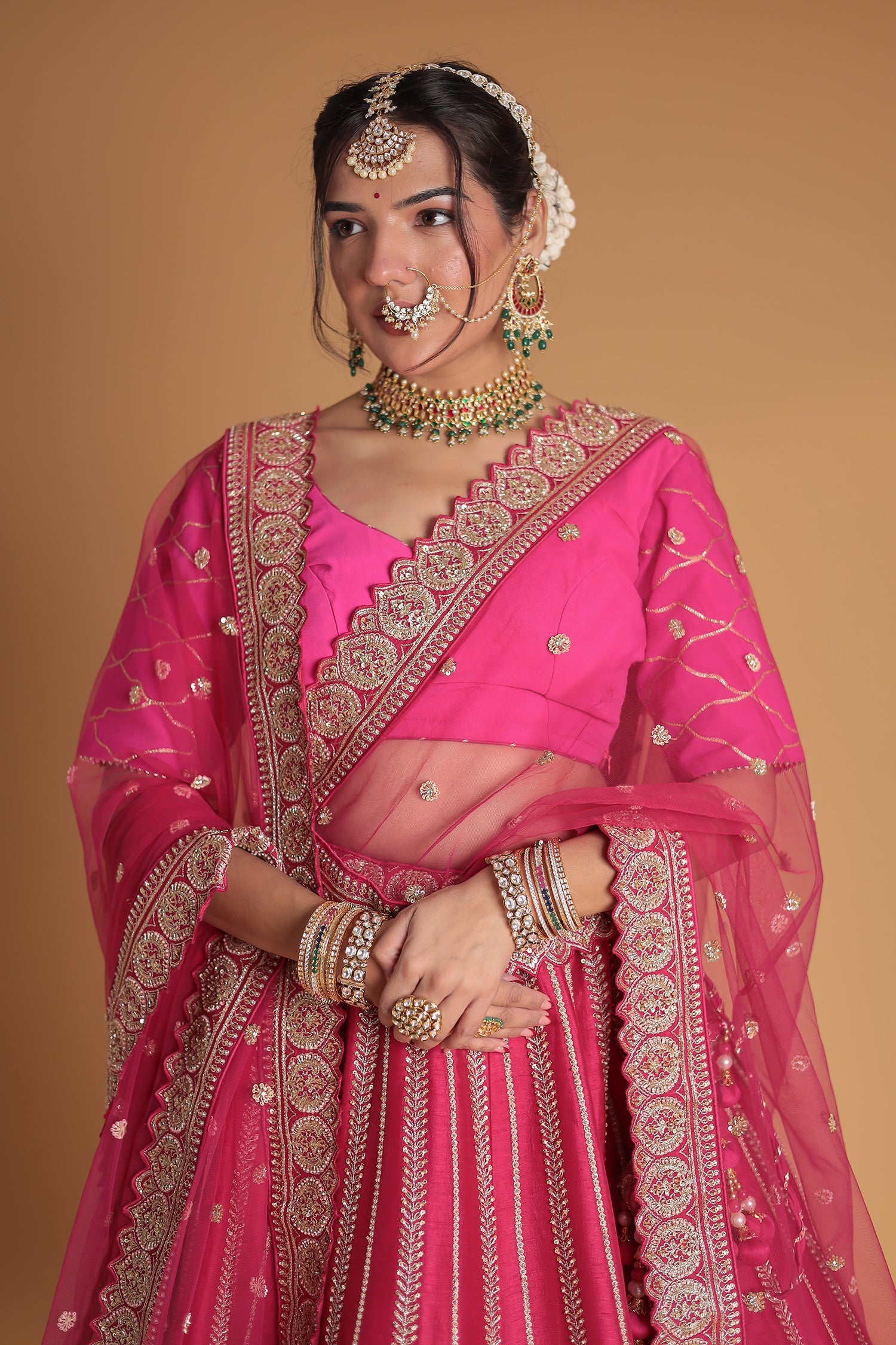 Embellished Silk Lehenga with Intricate Detailing