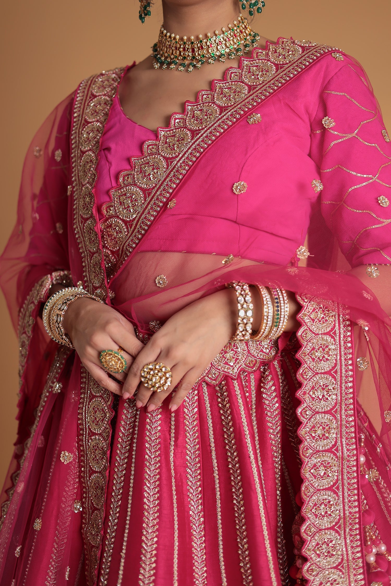 Embellished Silk Lehenga with Intricate Detailing