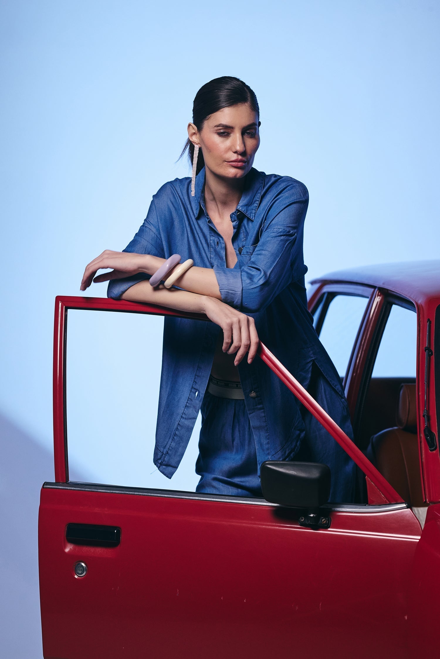 Casual Denim Blue Color Co Ord Set