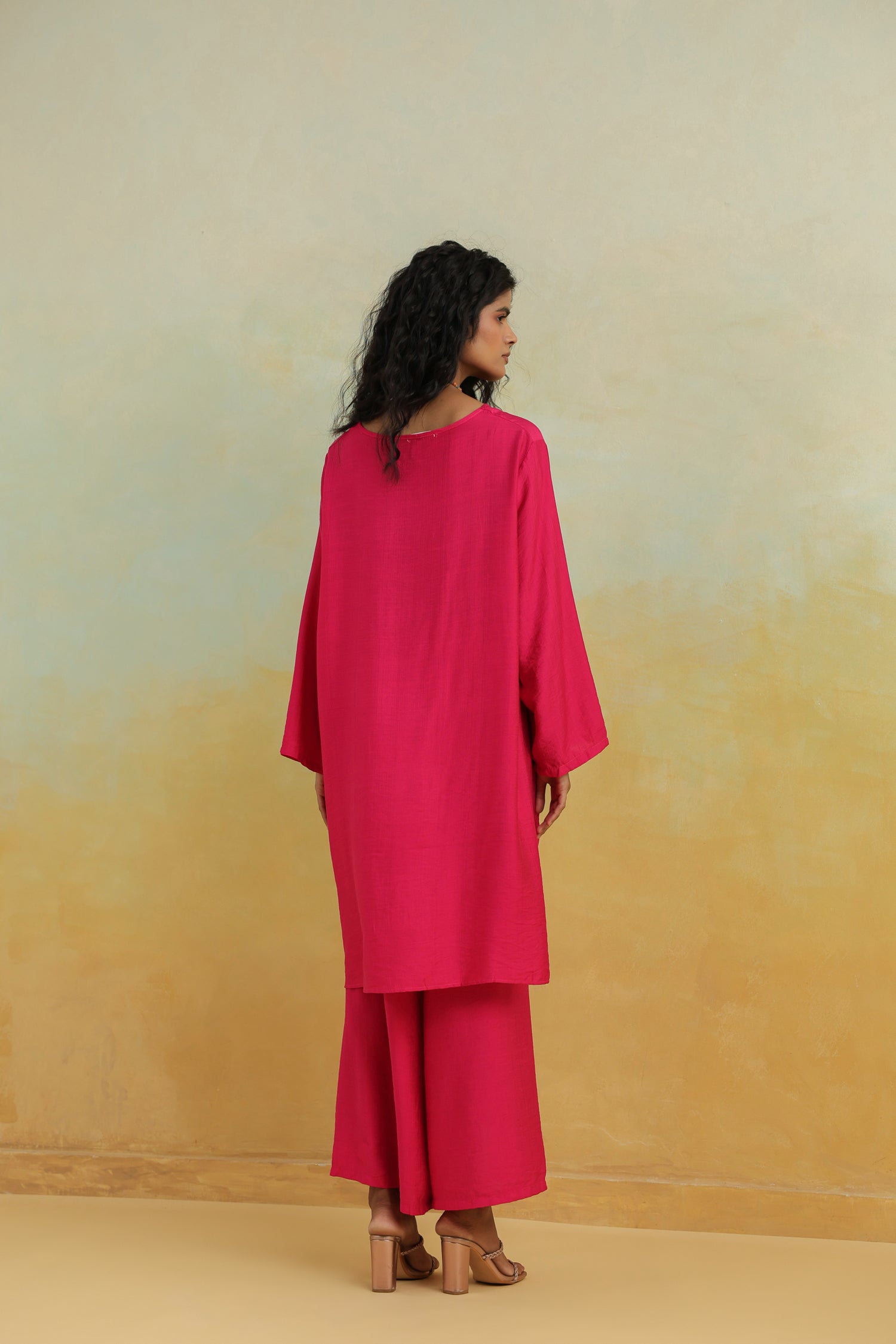 Fuchsia Pink Co-Ord Set | Cotton Silk Top & Bottom