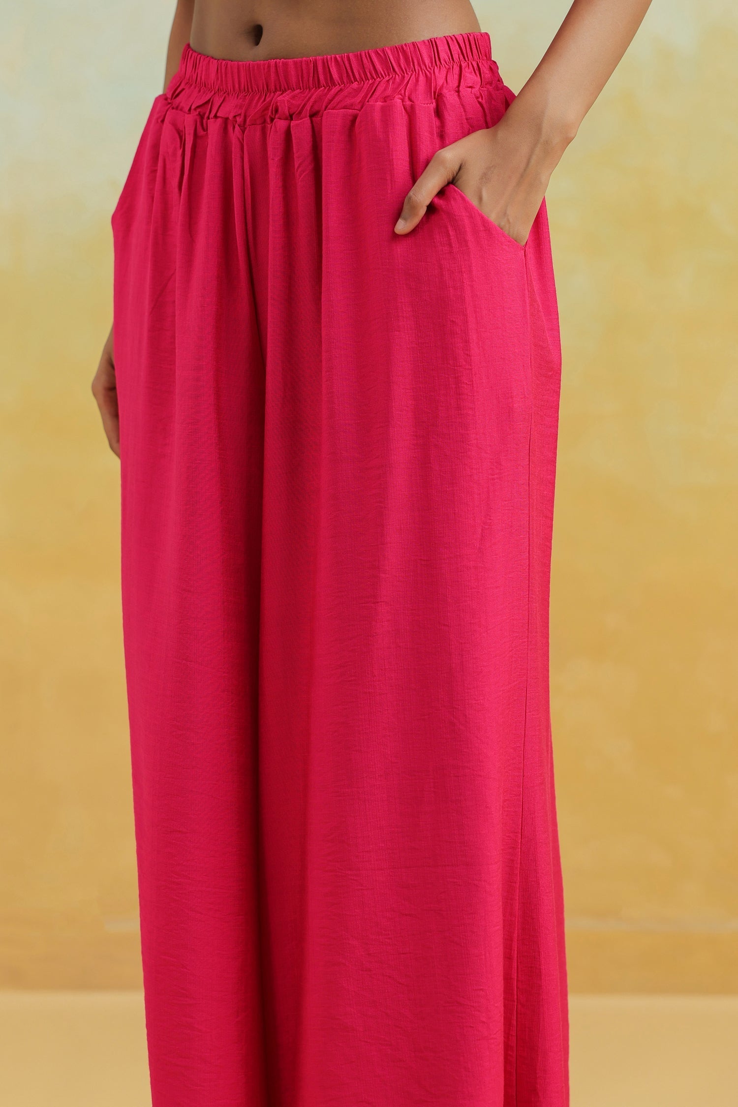 Fuchsia Pink Co-Ord Set | Cotton Silk Top & Bottom