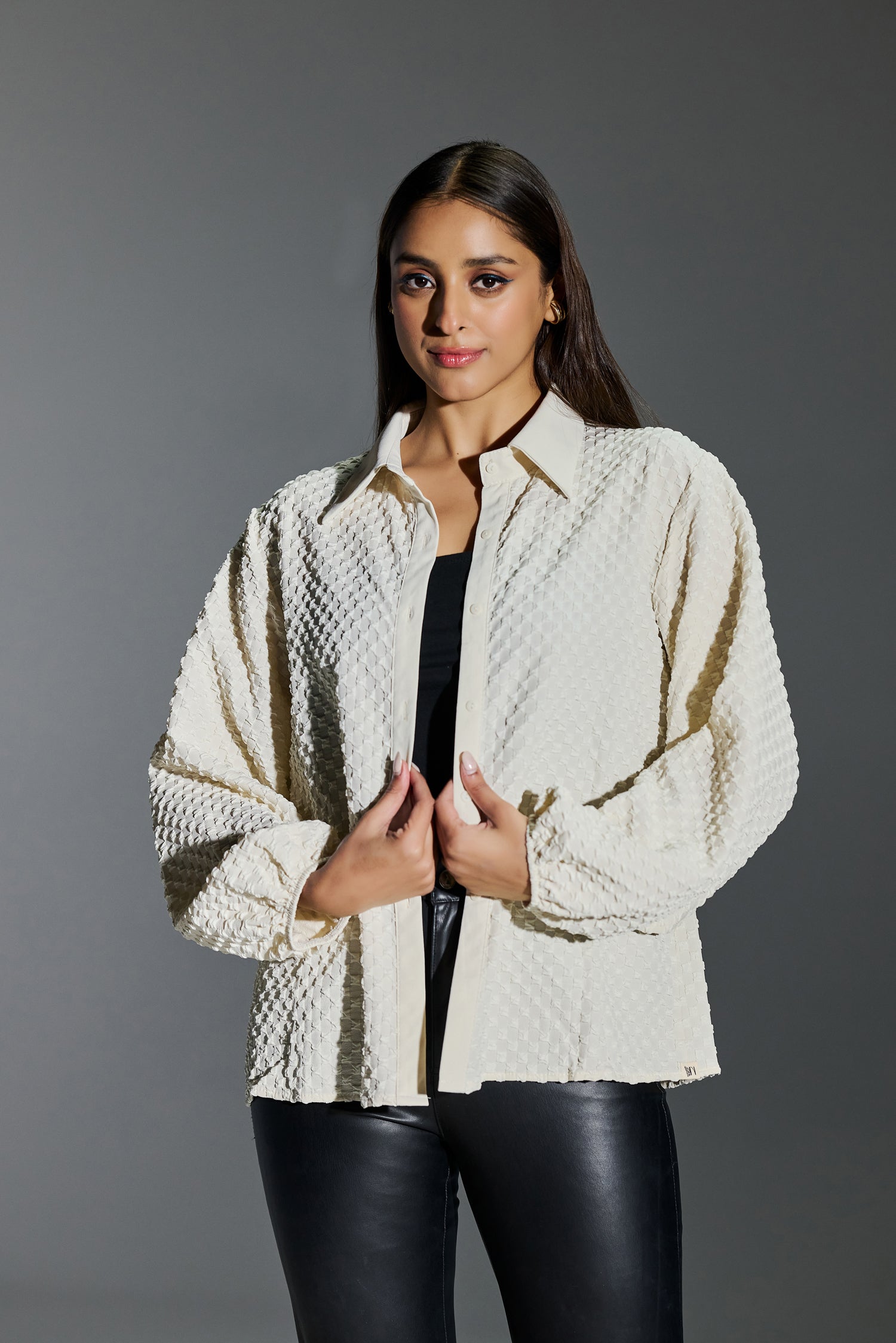 Formal Wear Bubble effect Cream Color Shirt With Balloons