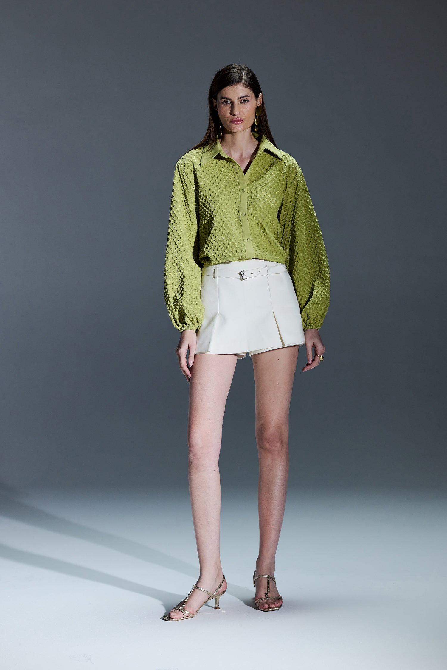 Formal Wear Bubble Effect Light Green Color Shirt With Balloons