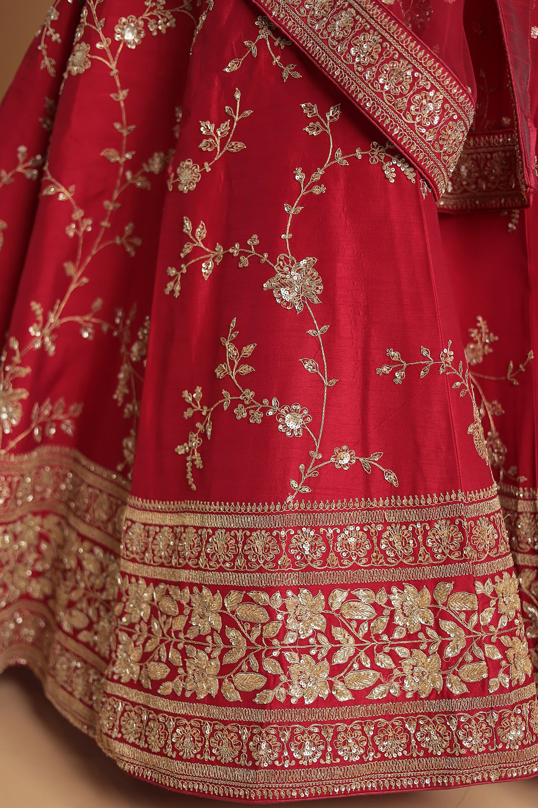 Silk Lehenga with Zardozi and Embroidered work