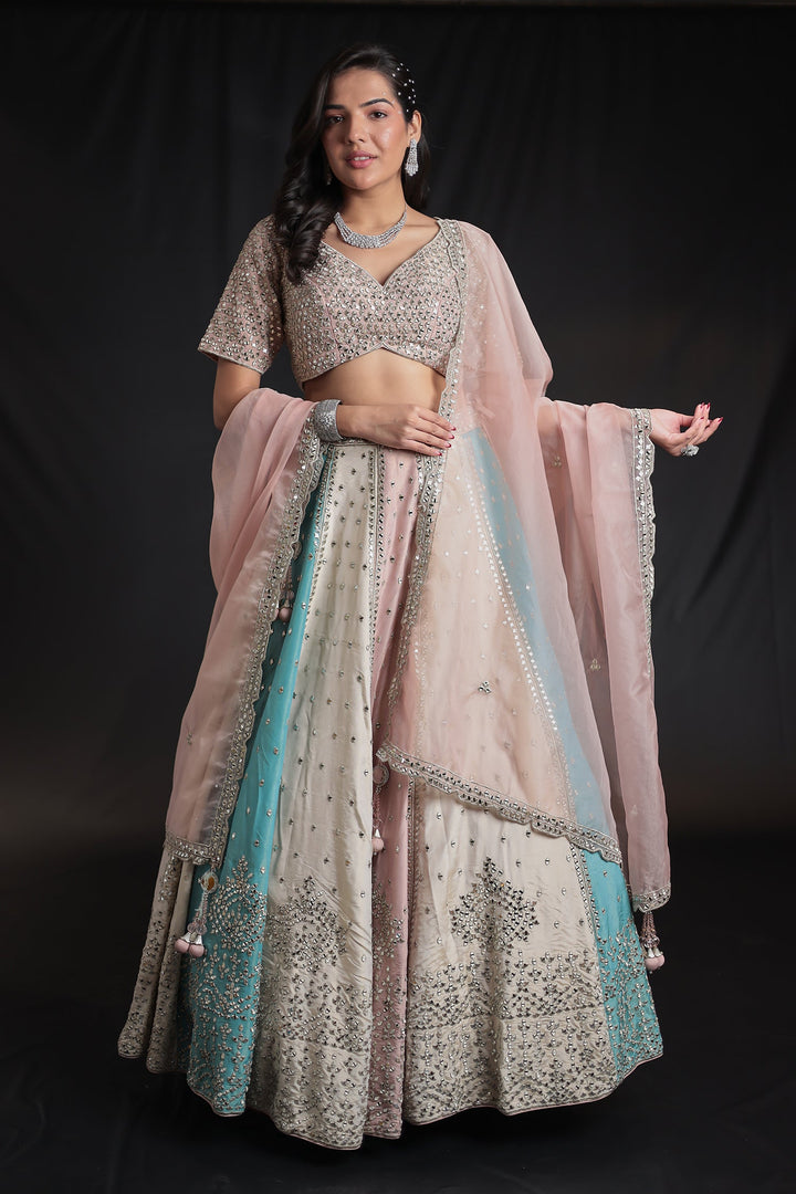 Silk Lehenga with Mirror, Embroidered work.