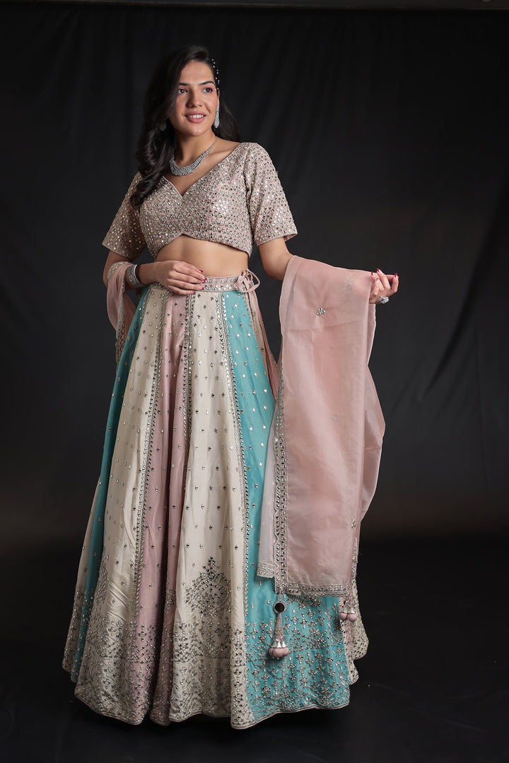 Silk Lehenga with Mirror, Embroidered work.
