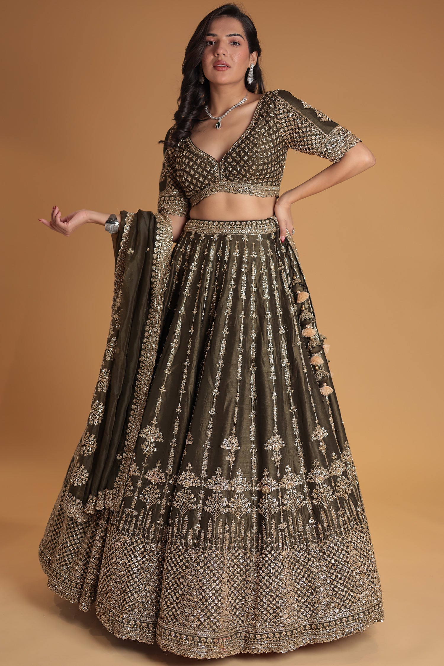 Silk Lehenga with Thread and Embellished work