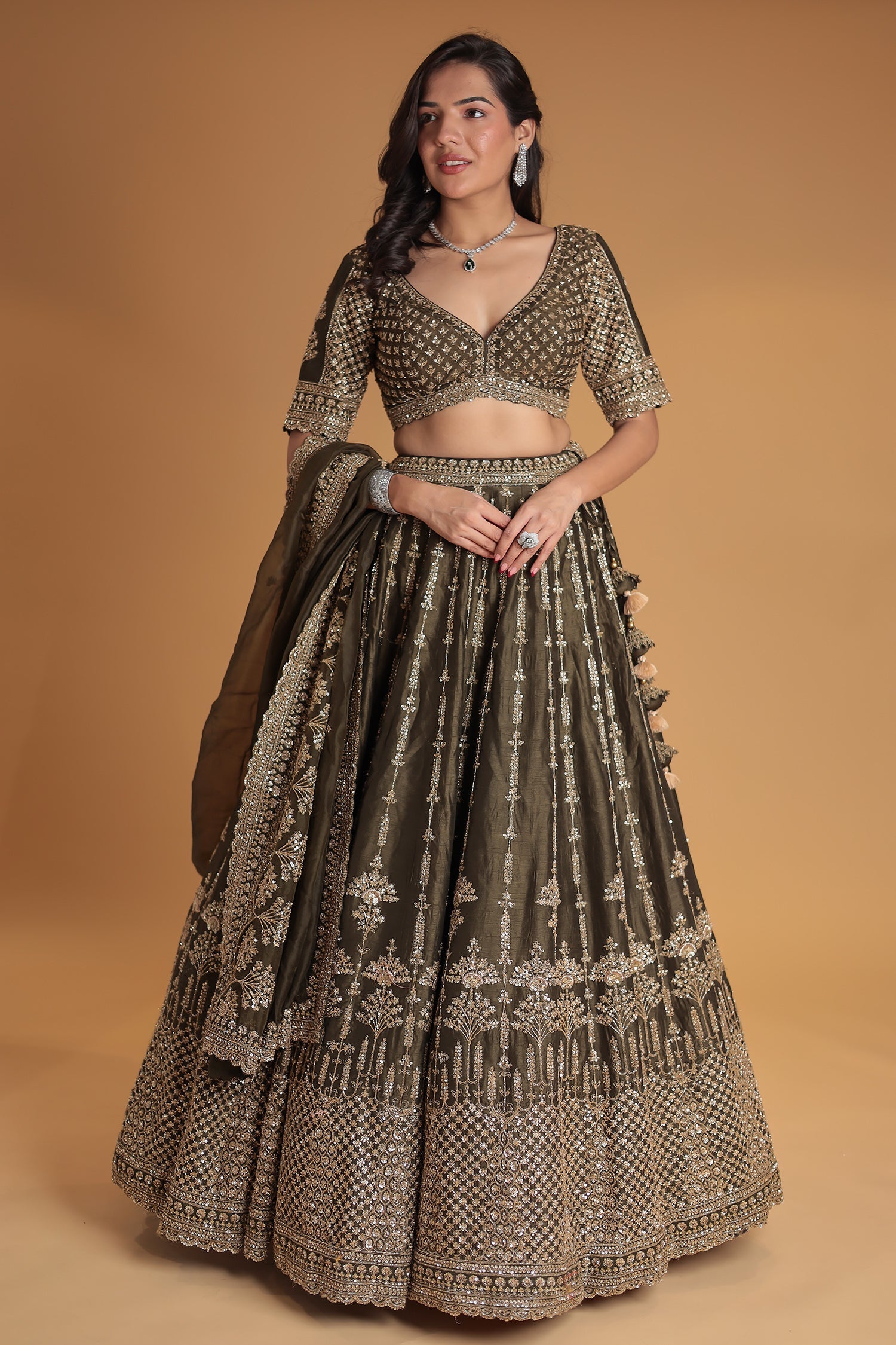 Silk Lehenga with Thread and Embellished work