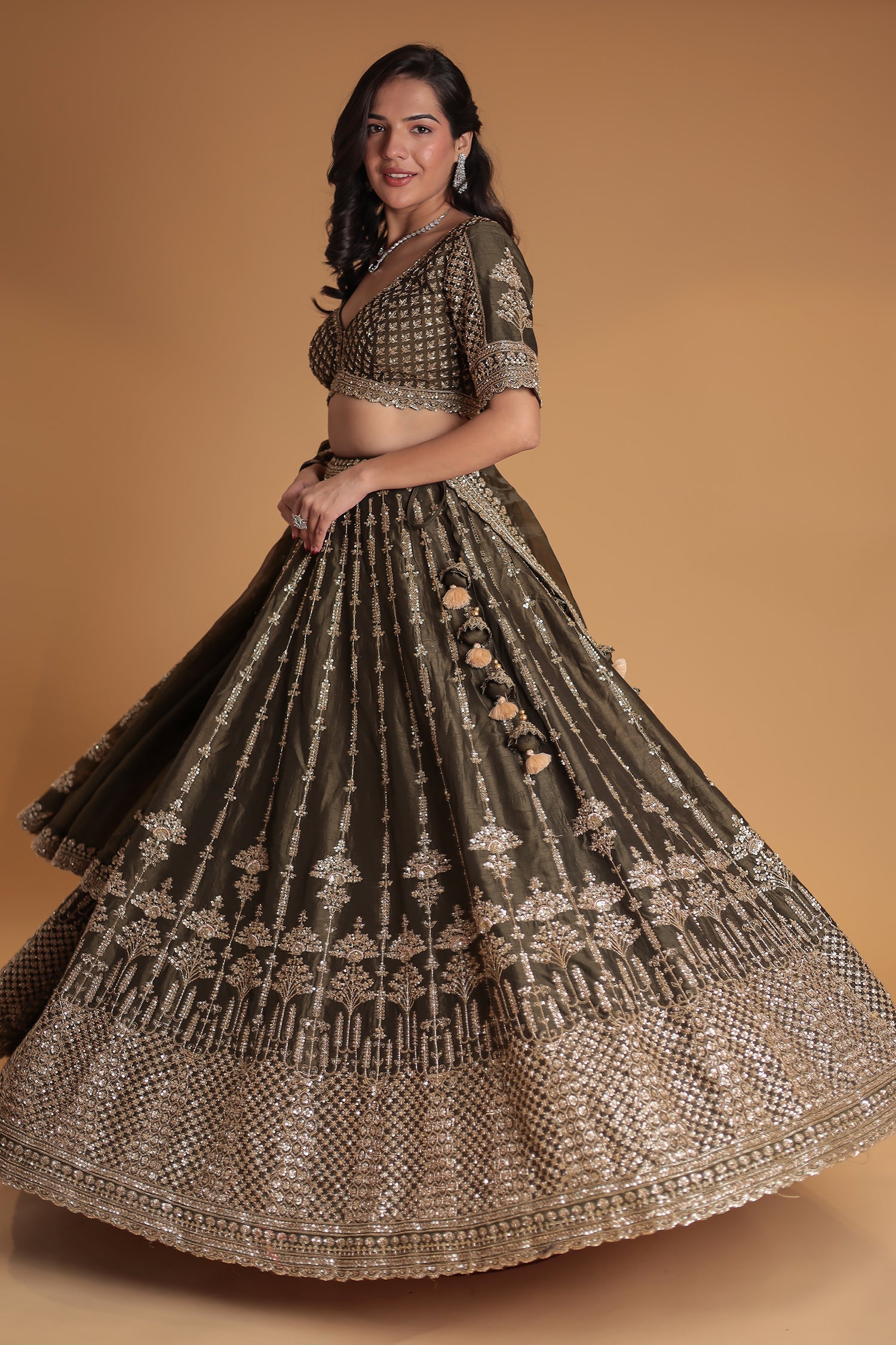 Silk Lehenga with Thread and Embellished work