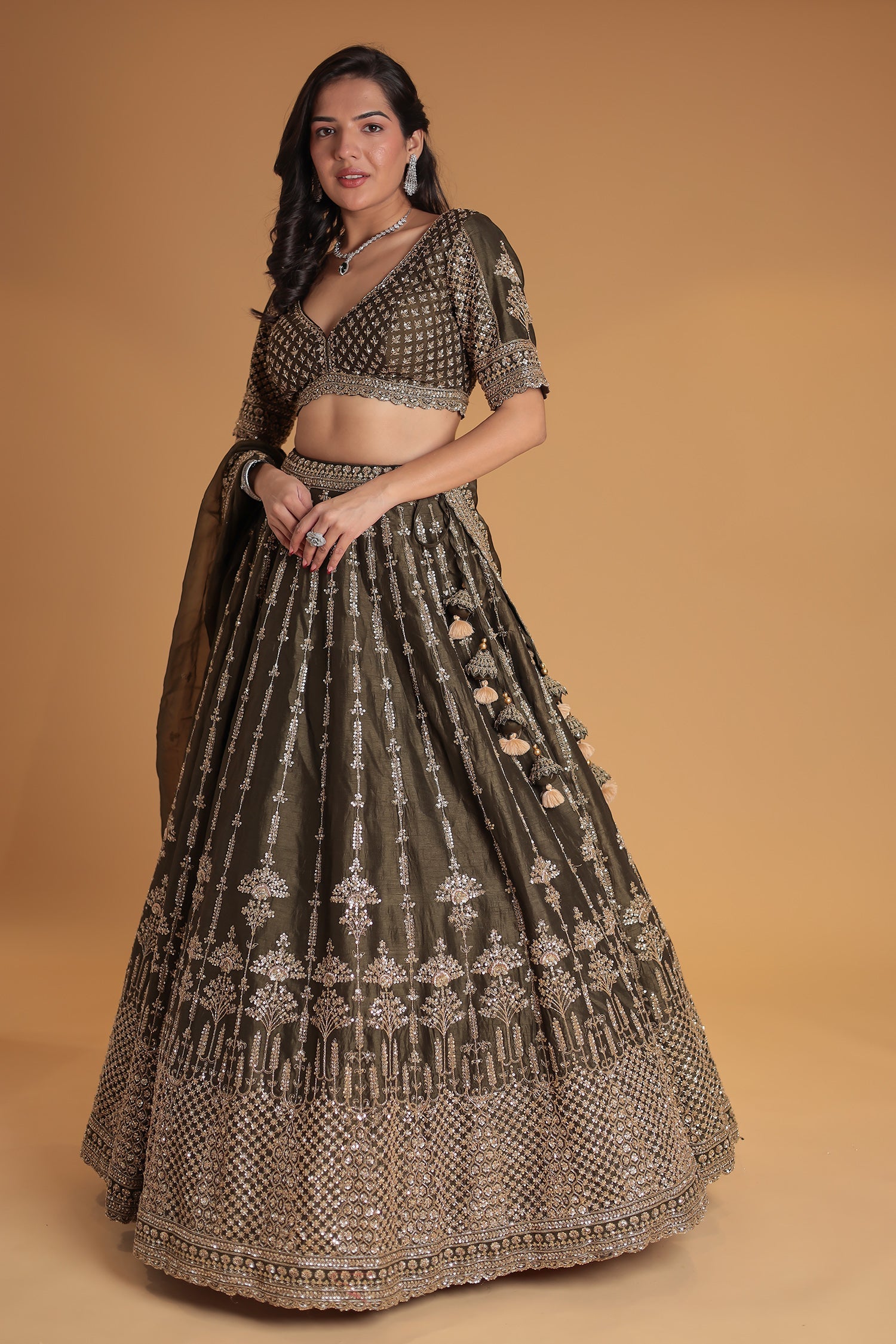 Silk Lehenga with Thread and Embellished work