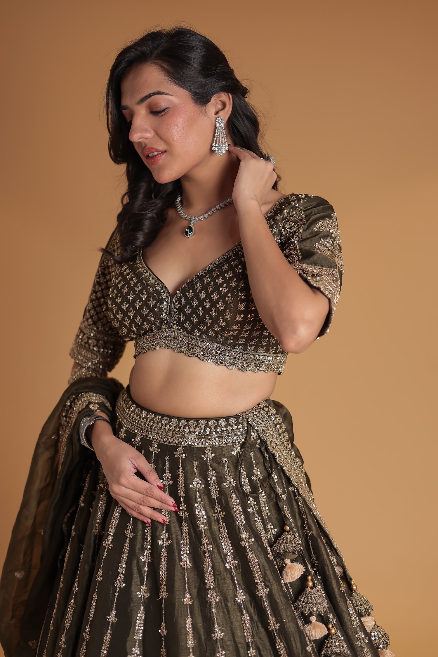 Silk Lehenga with Thread and Embellished work