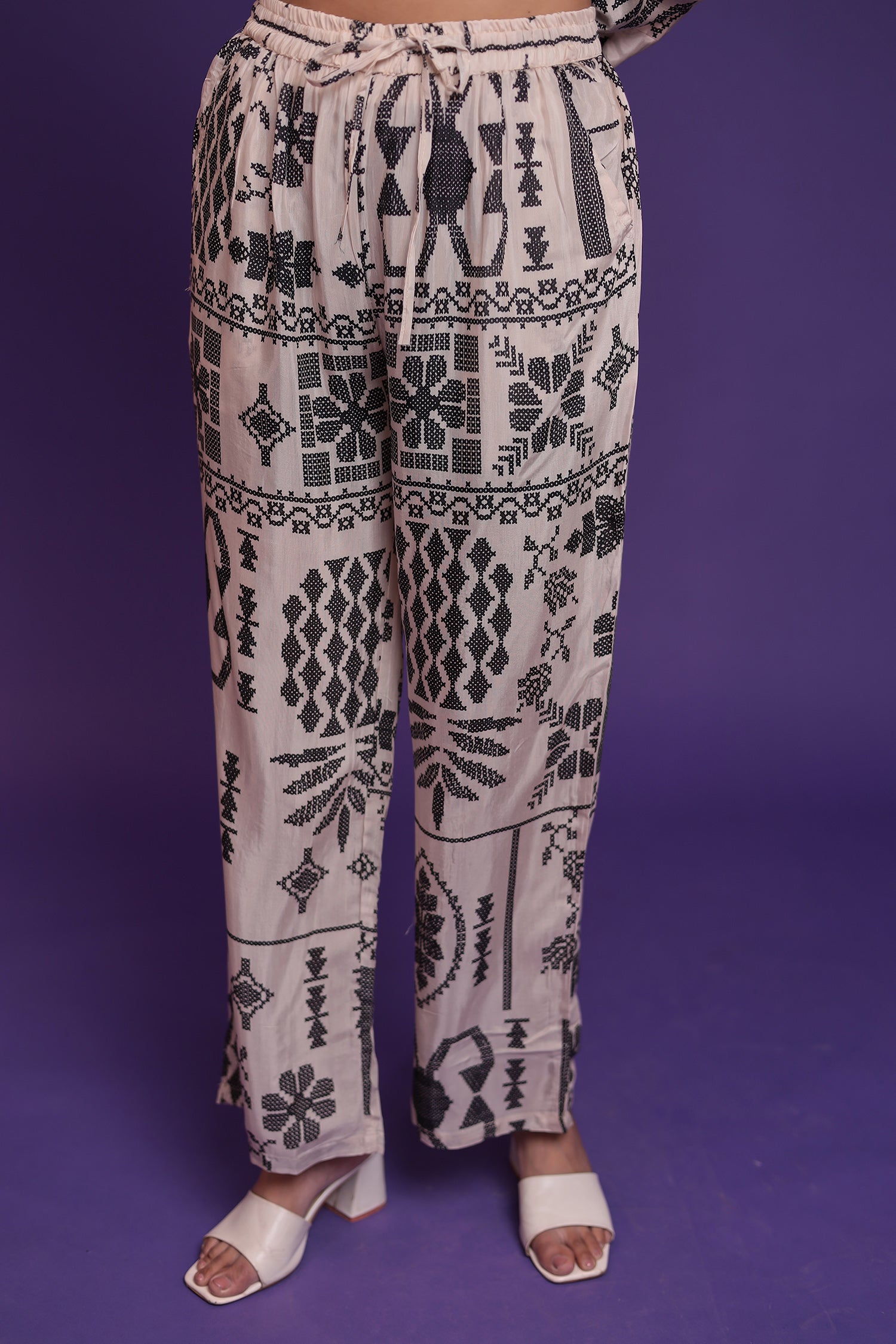 Printed Silk Blend Co Ords Set Embellished with Stone work