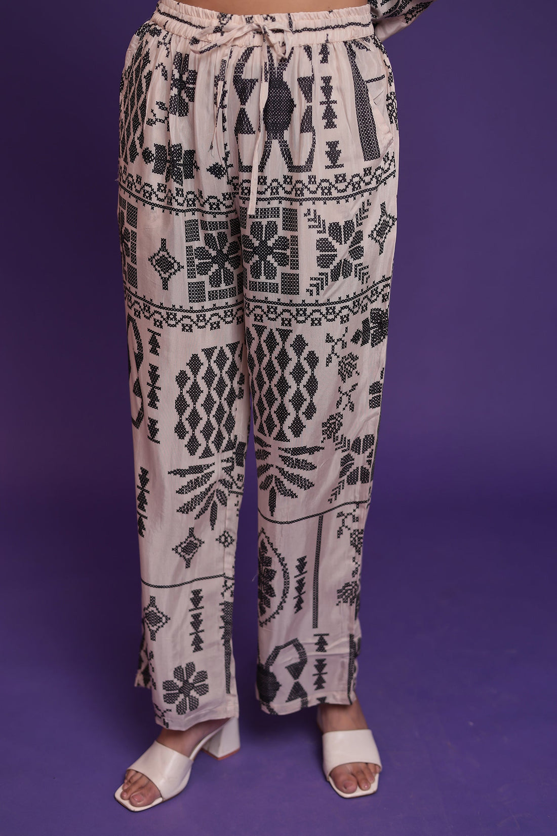 Printed Silk Blend Co Ords Set Embellished with Stone work