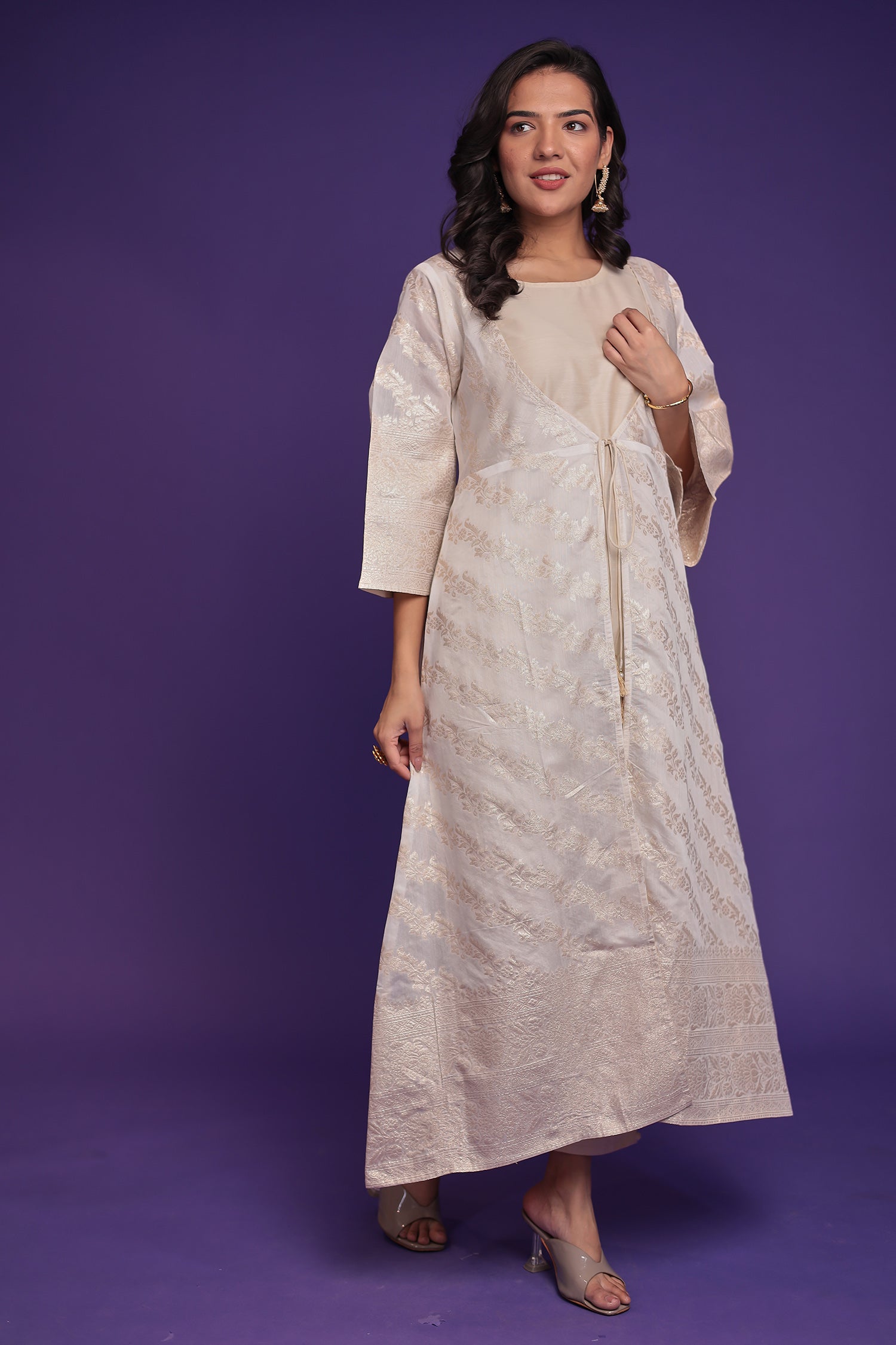 Jacket Style Banarasi Silk Kurta Set Stitched