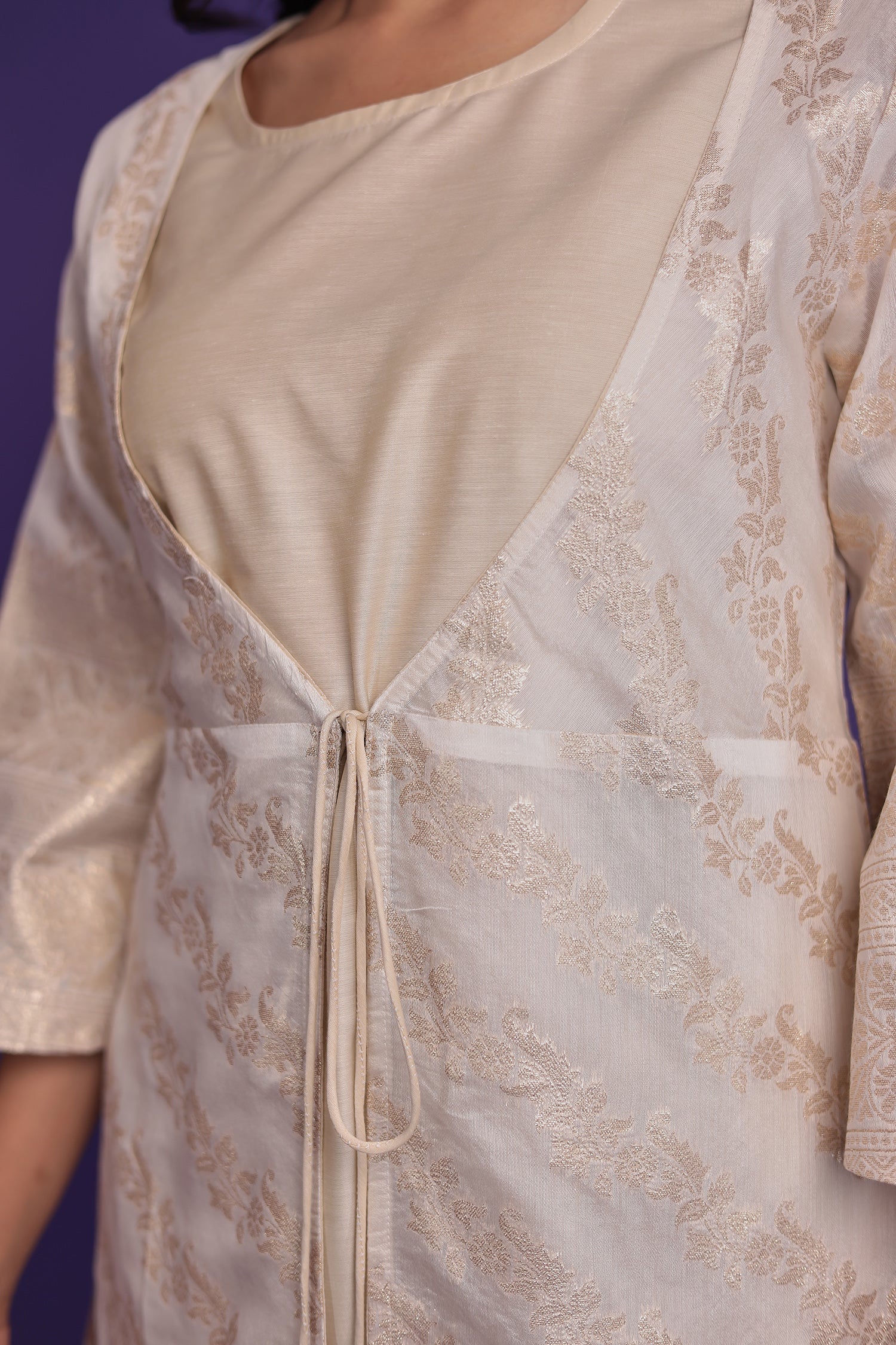 Jacket Style Banarasi Silk Kurta Set Stitched