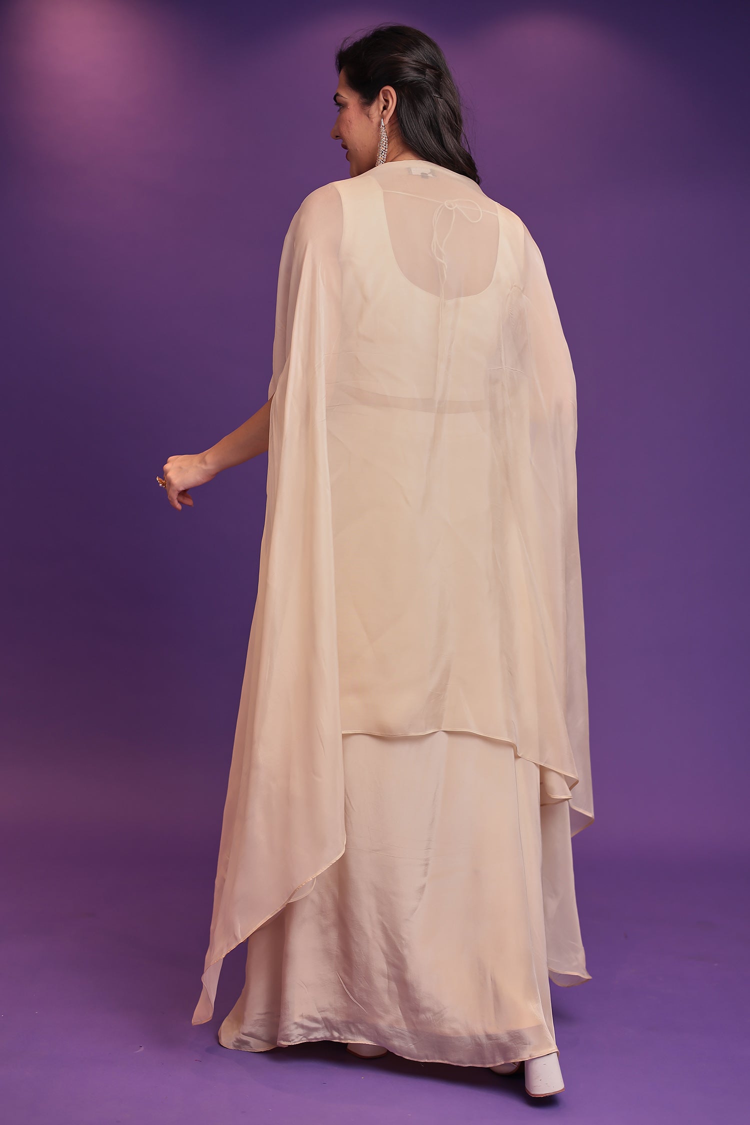 Jacket Style Silk Indo Western Embellished with Mirror, Pearl and Sequins work