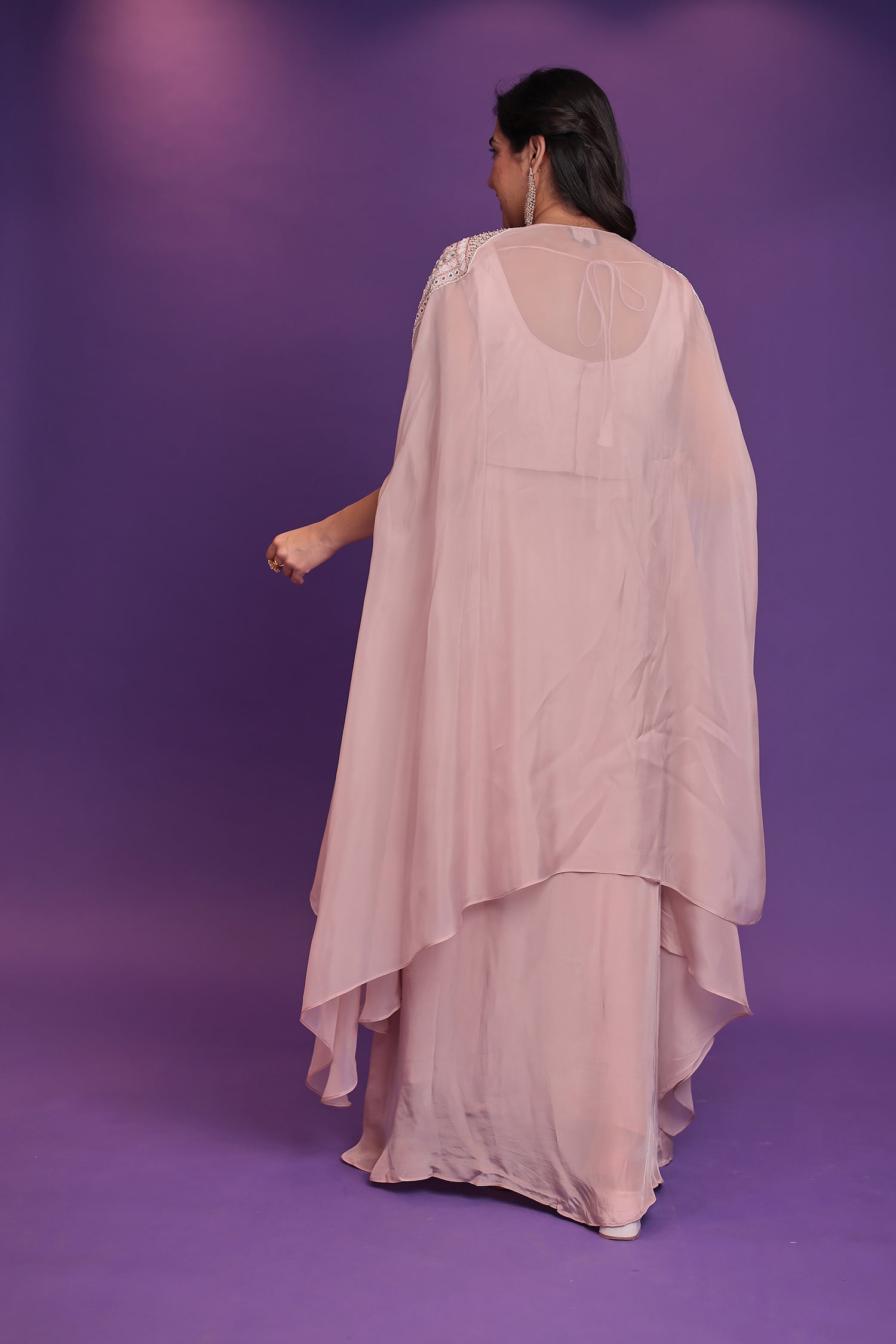 Jacket Style Silk Indo Western Embellished with Mirror, Pearl and Sequins work