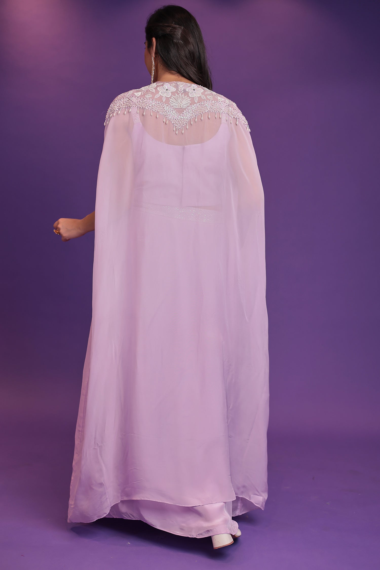 Jacket Style Silk Indo Western with Sequins, Thread and Pearl work