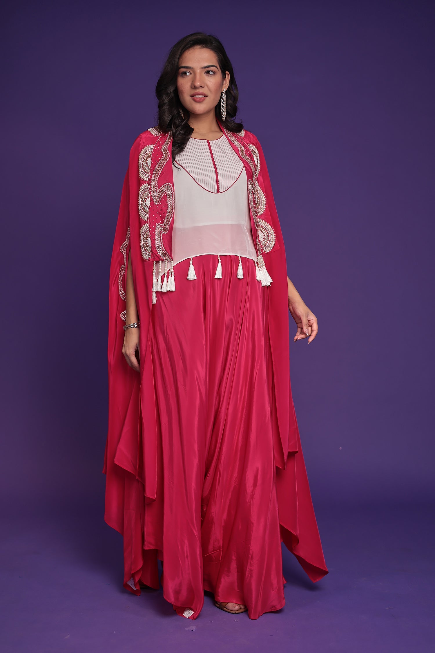 Chinon Silk Indo Western with Pearl and Thread work