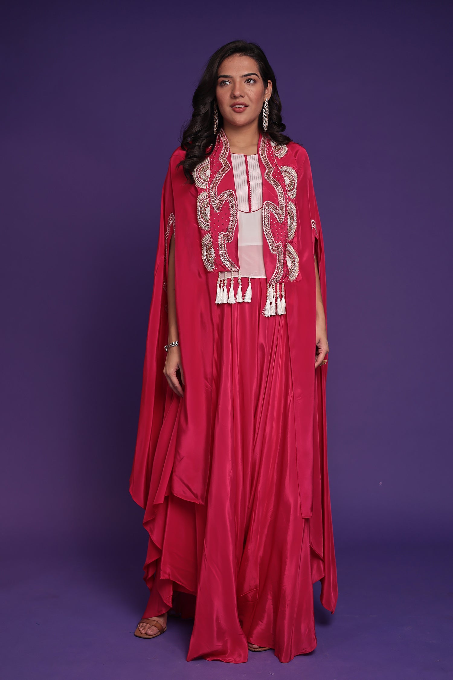 Chinon Silk Indo Western with Pearl and Thread work