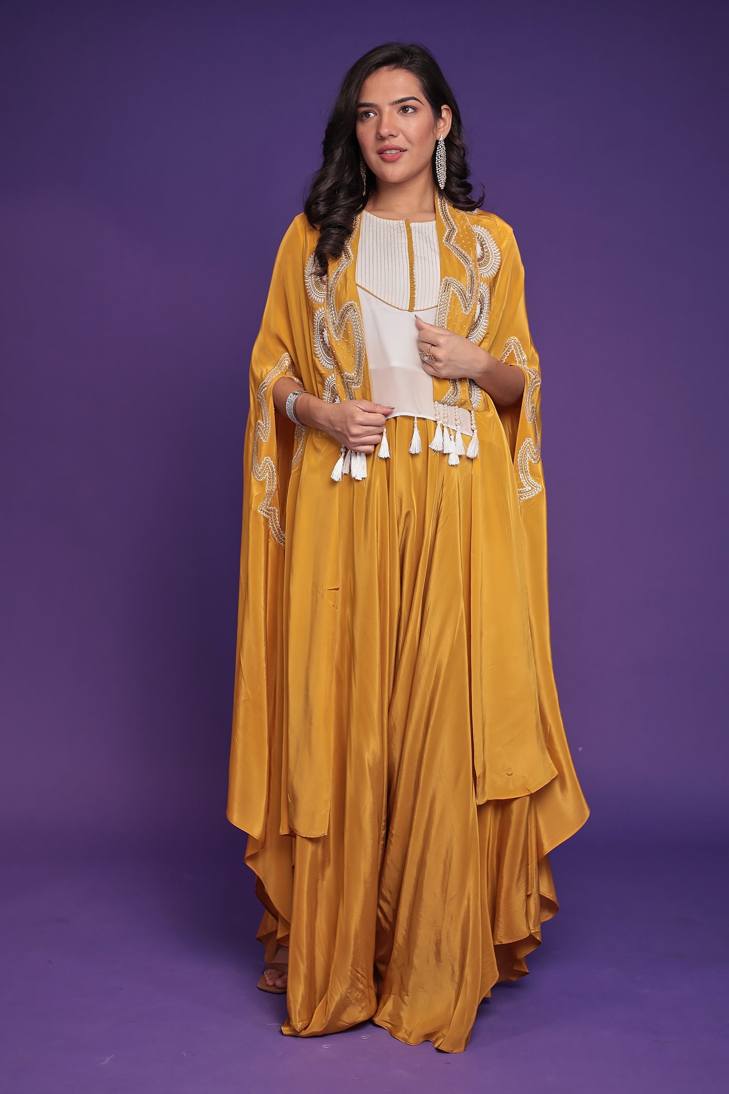 Chinon Silk Indo Western with Pearl and Thread work