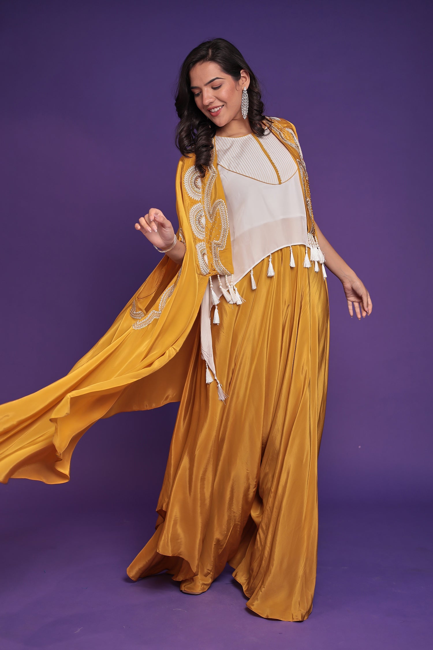 Chinon Silk Indo Western with Pearl and Thread work