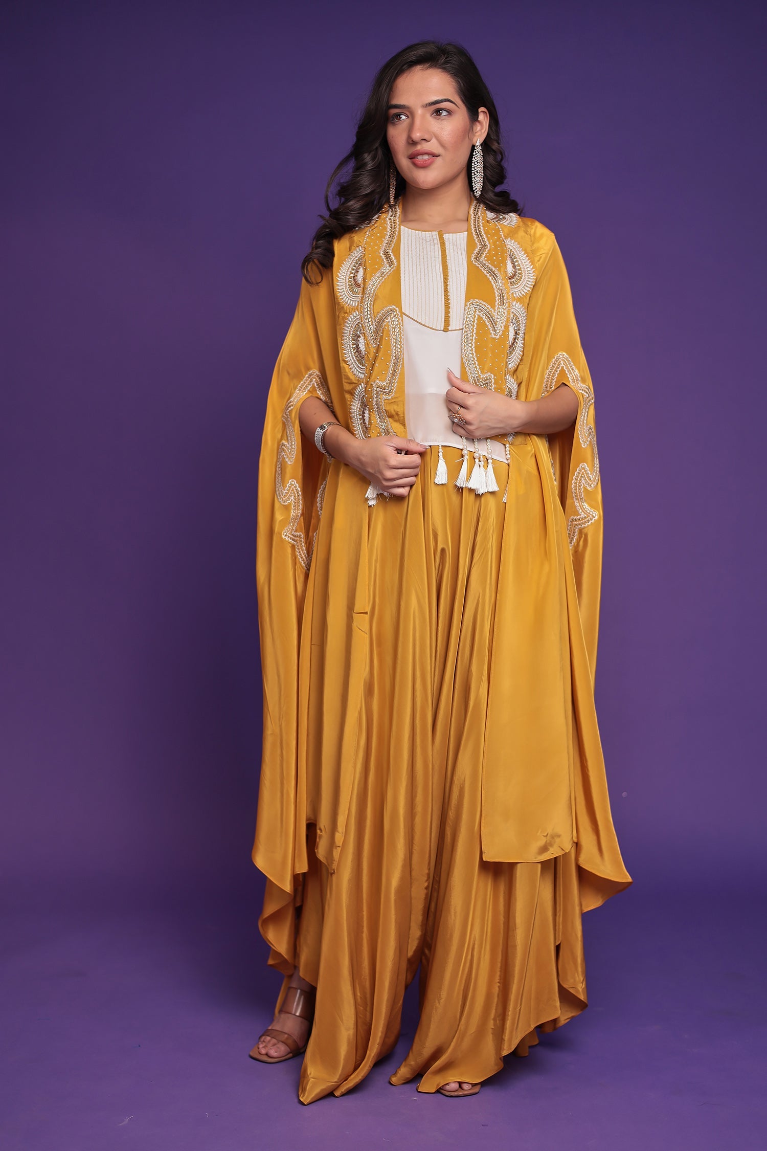 Chinon Silk Indo Western with Pearl and Thread work