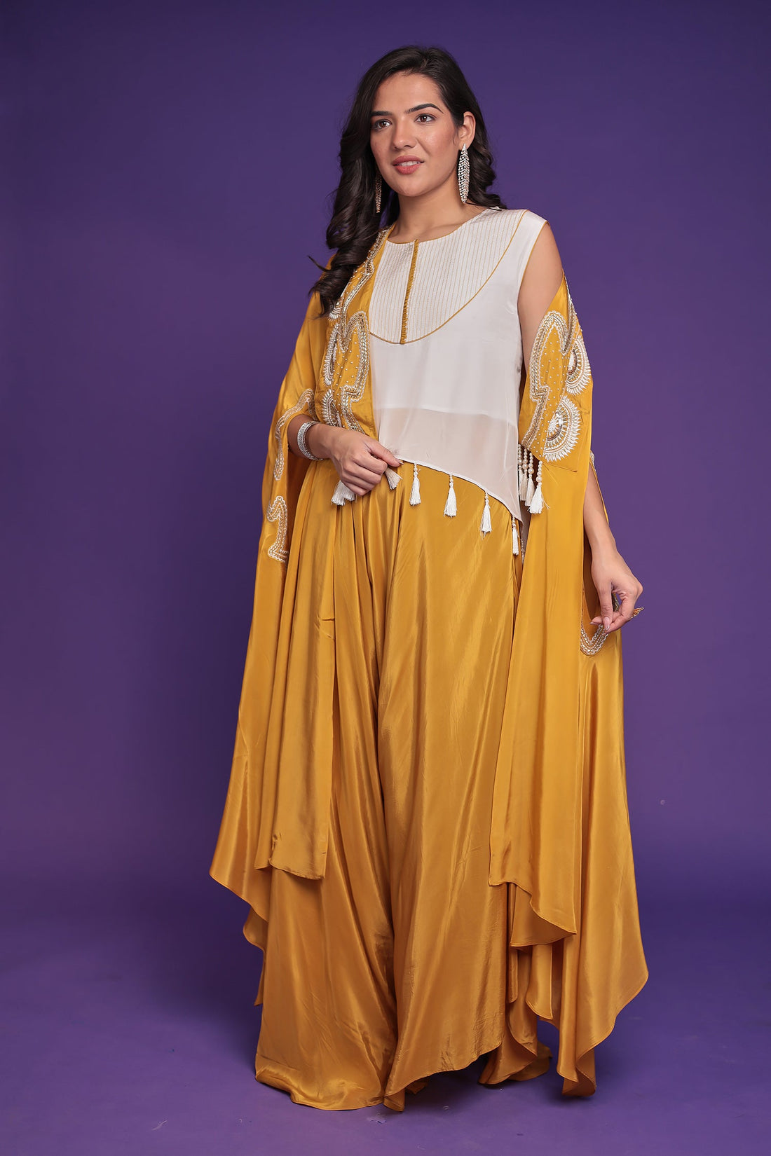 Chinon Silk Indo Western with Pearl and Thread work
