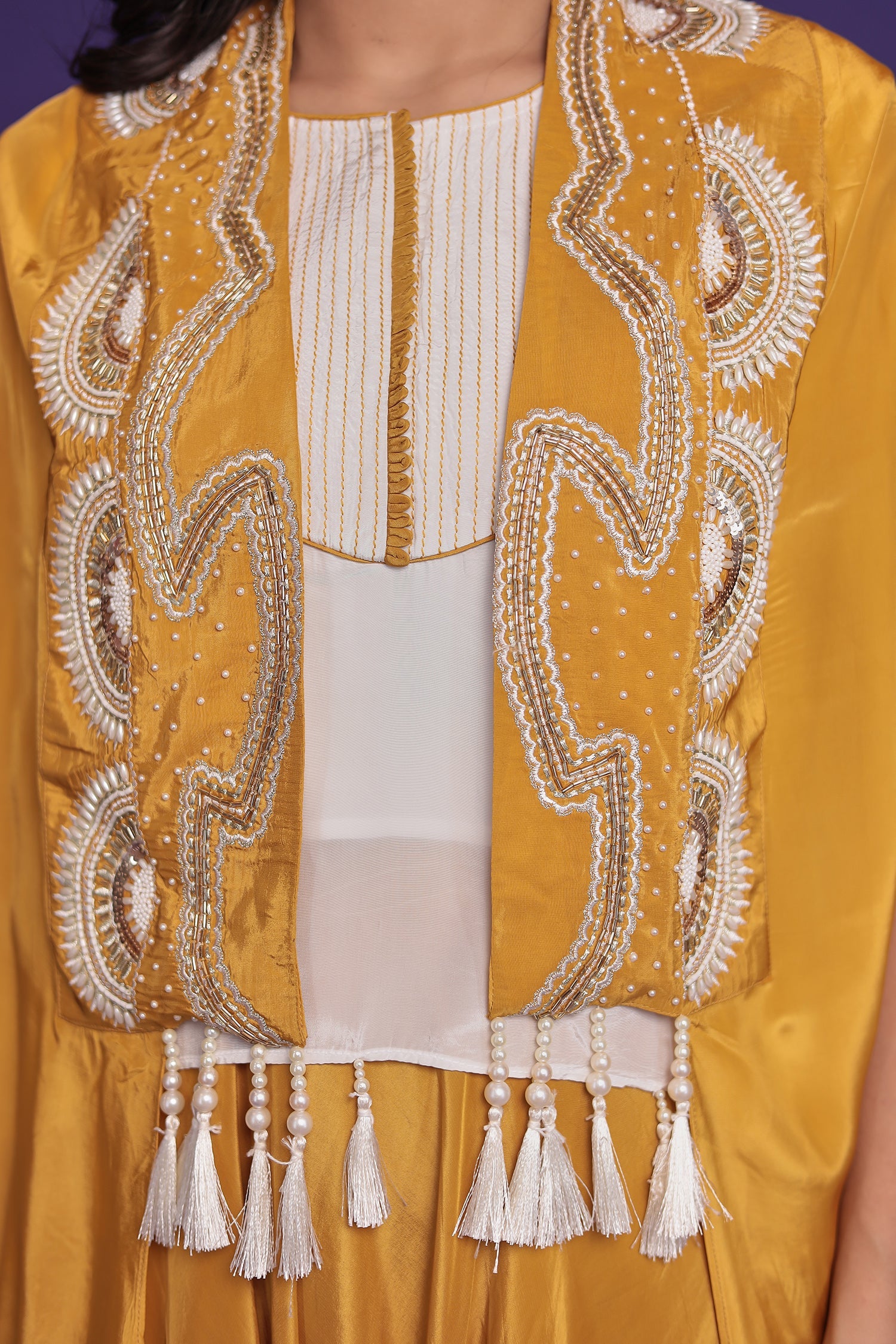 Chinon Silk Indo Western with Pearl and Thread work