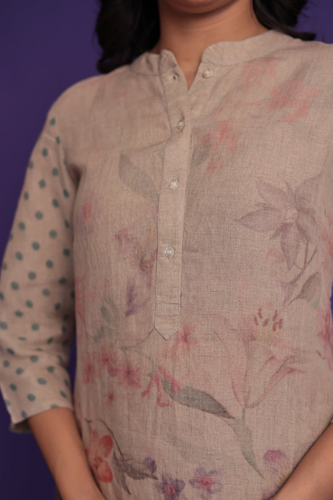 Printed Linen Kurta Stitched Set Stitched
