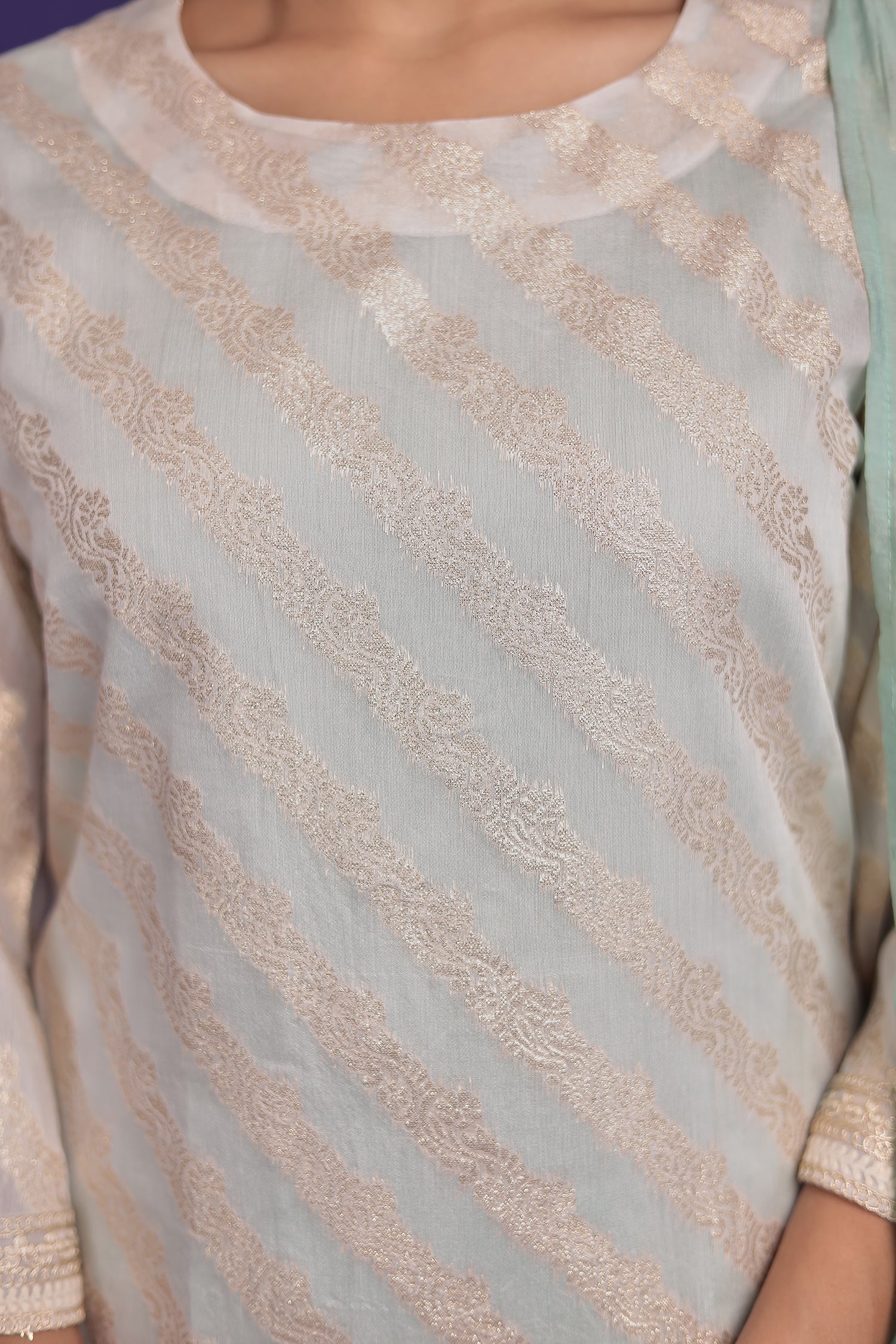 Handloom Silk Kurta Set Stitched with Brocade Dupatta