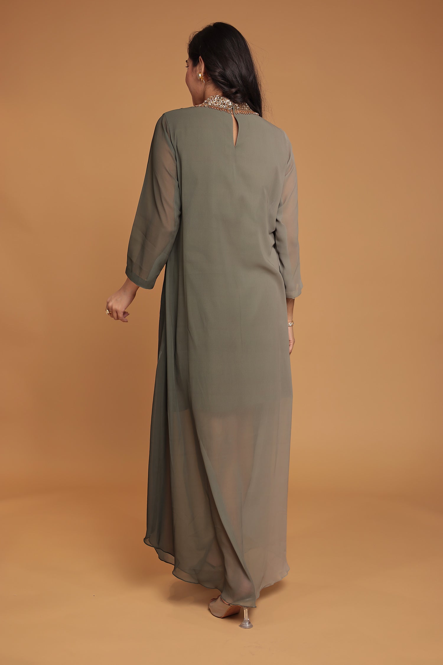 Shaded Georgette Indowestern Embellished Neck with Sequins work