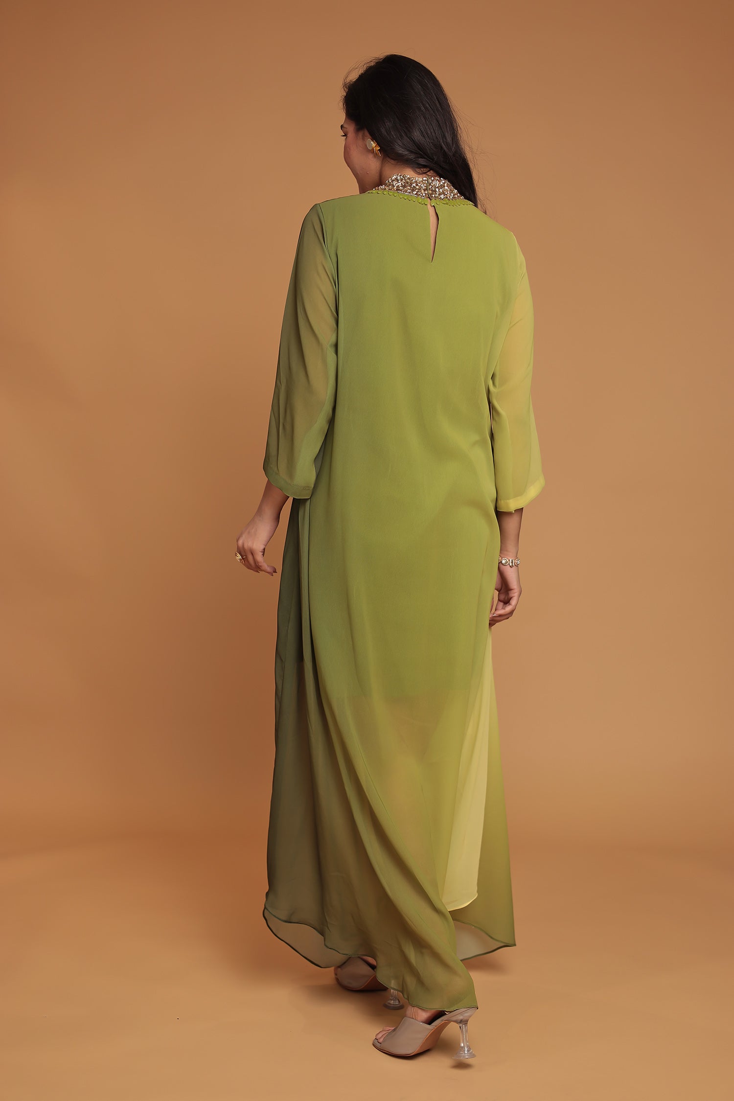 Shaded Georgette Indowestern Embellished Neck with Sequins work