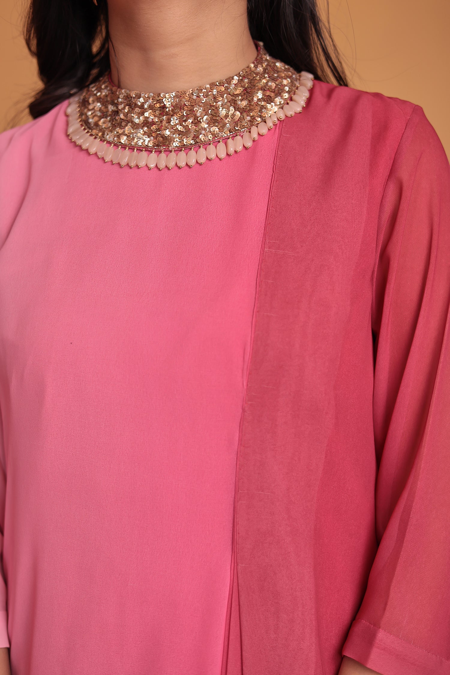 Shaded Georgette Indowestern Embellished Neck with Sequins work