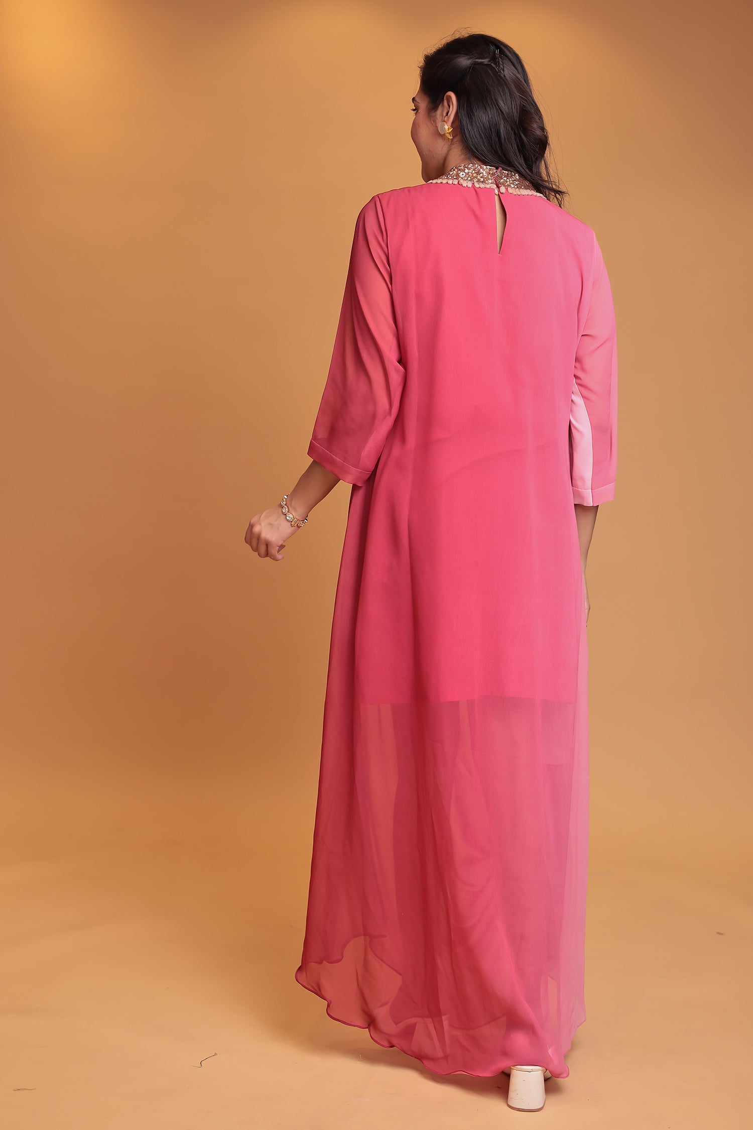 Shaded Georgette Indowestern Embellished Neck with Sequins work