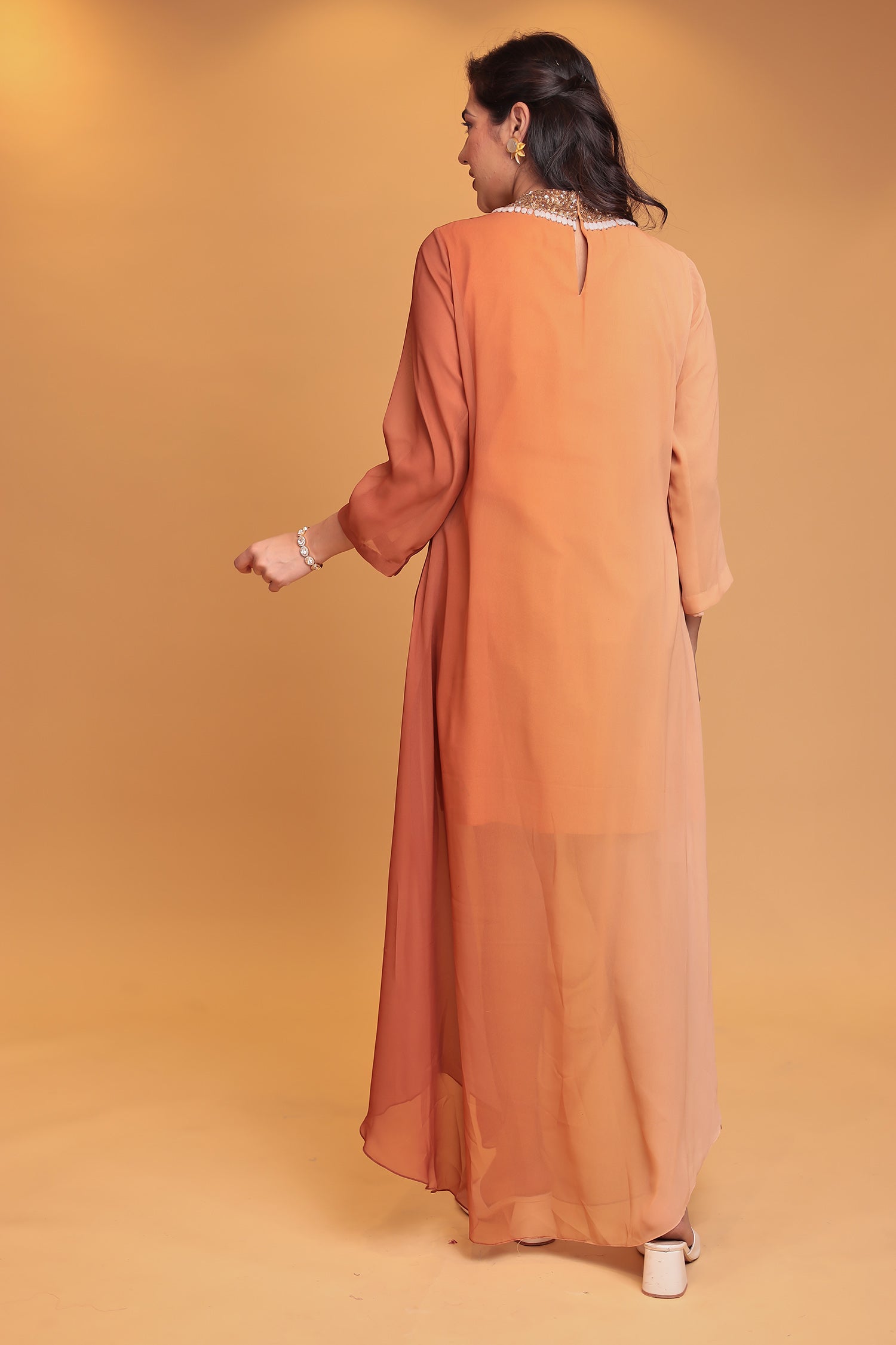 Shaded Georgette Indowestern Embellished Neck with Sequins work