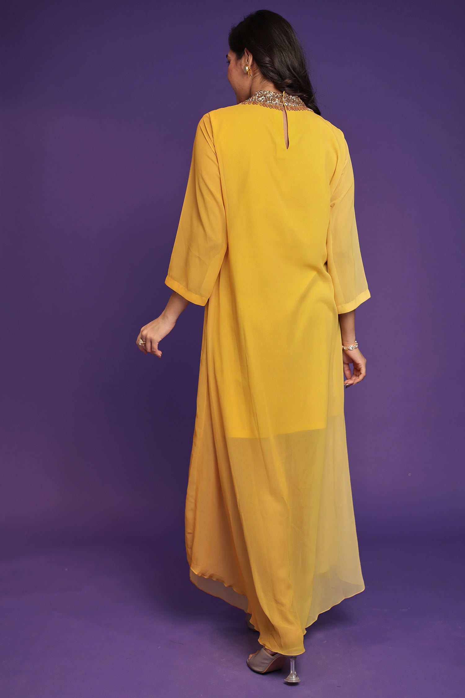 Shaded Georgette Indowestern Embellished Neck with Sequins work